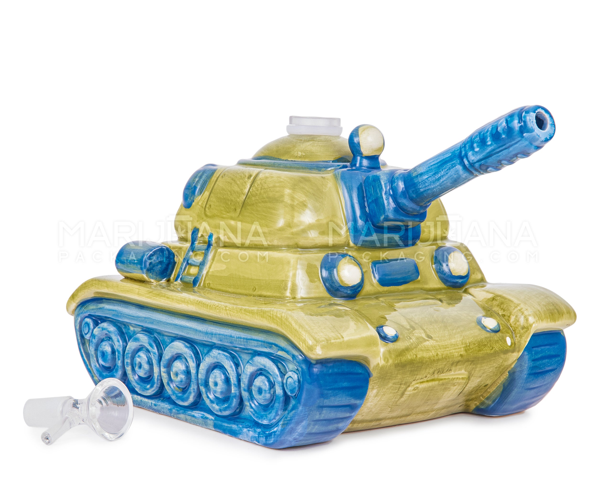 Military Tank Painted Ceramic Pipe | 8in Long - 14mm Bowl - Mixed - 2