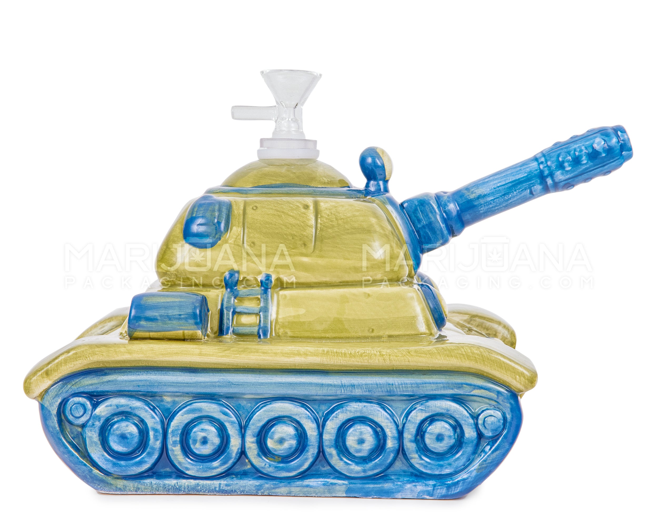 Military Tank Painted Ceramic Pipe | 8in Long - 14mm Bowl - Mixed - 3