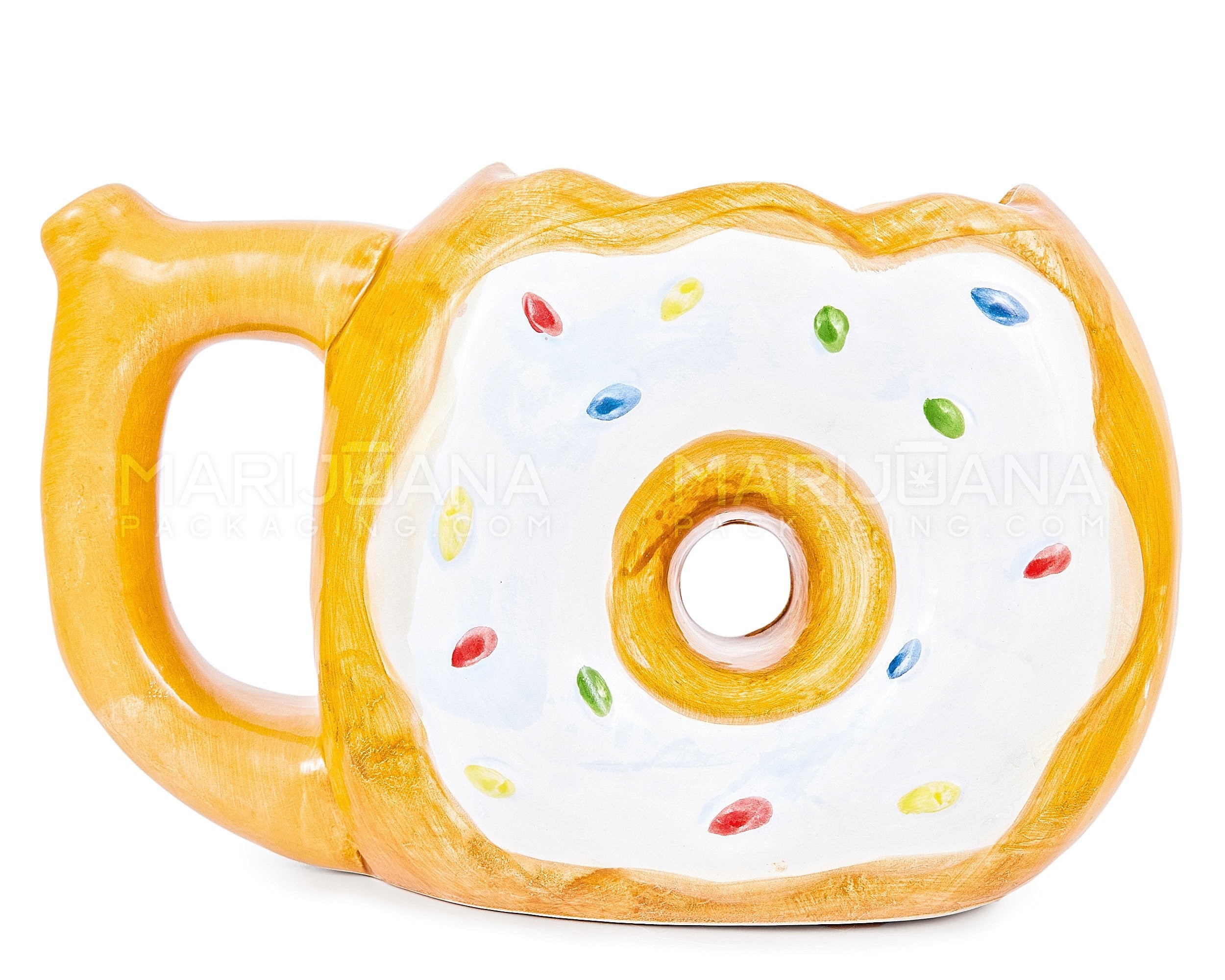 Donut Sprinkles Mug Ceramic Pipe | 7.5in Long - 14mm Bowl - Mixed - 3