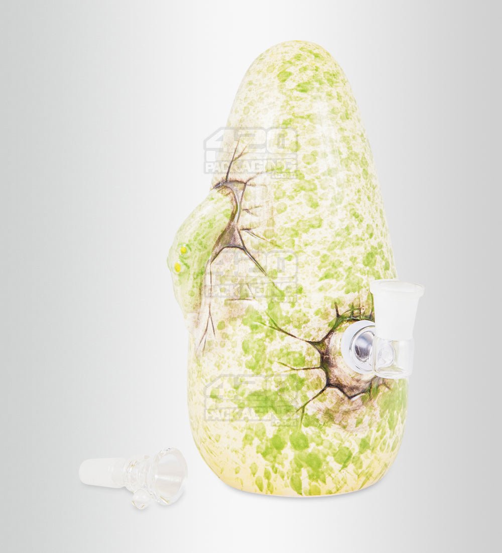 Dinosaur Raptor Egg Ceramic Pipe | 8.5in Tall - 14mm Bowl - Green - 2