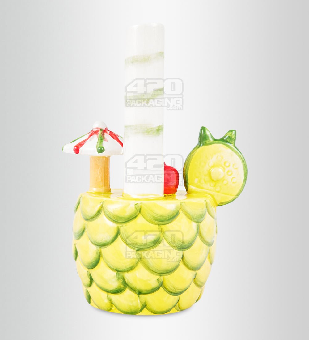Pina Colada Pineapple Cocktail Ceramic Pipe w/ Built in Bowl | 7in Tall - 14mm Bowl - Mixed - 3