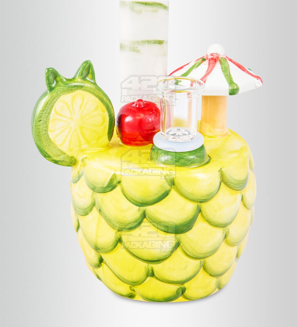 Pina Colada Pineapple Cocktail Ceramic Pipe w/ Built in Bowl | 7in Tall - 14mm Bowl - Mixed - 5