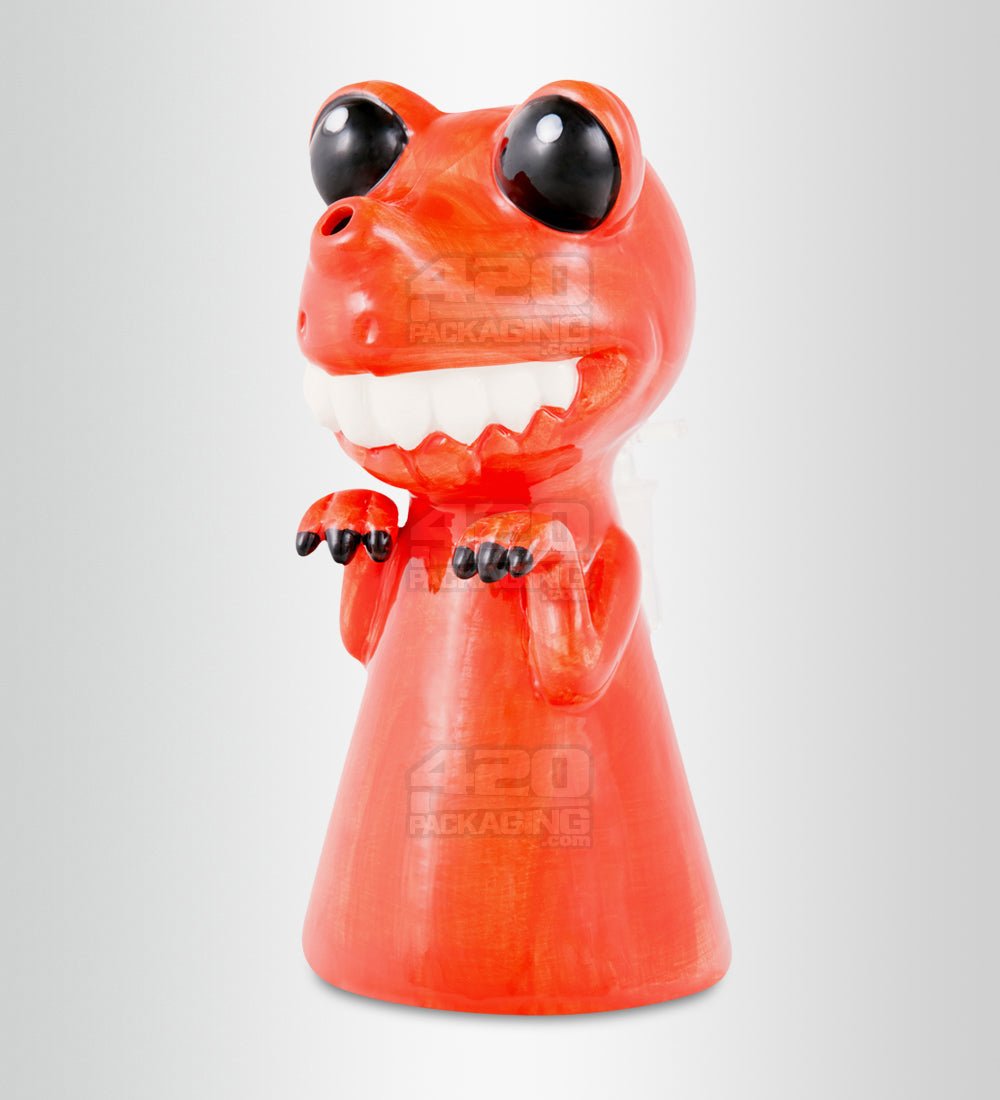 Crimson Baby Dinosaur Ceramic Pipe | 8in Tall - 14mm Bowl - Red - 1