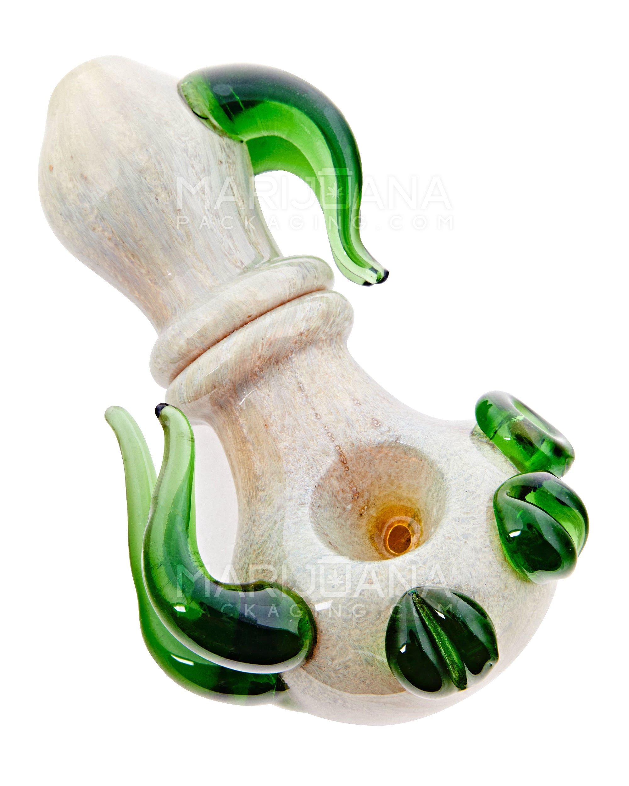 Frit Stone Spoon Hand Pipe w/ Multi Horn Accents | 4.5in Long - Glass - Assorted
