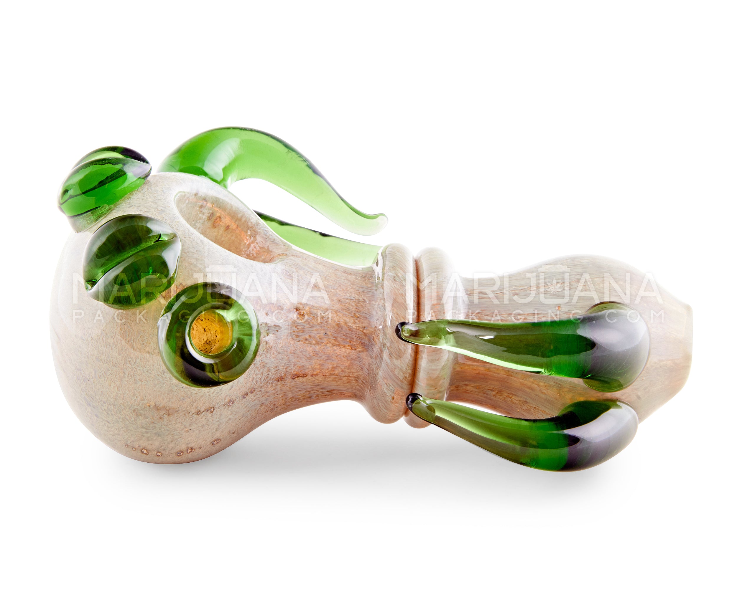 Frit Stone Spoon Hand Pipe w/ Multi Horn Accents | 4.5in Long - Glass - Assorted