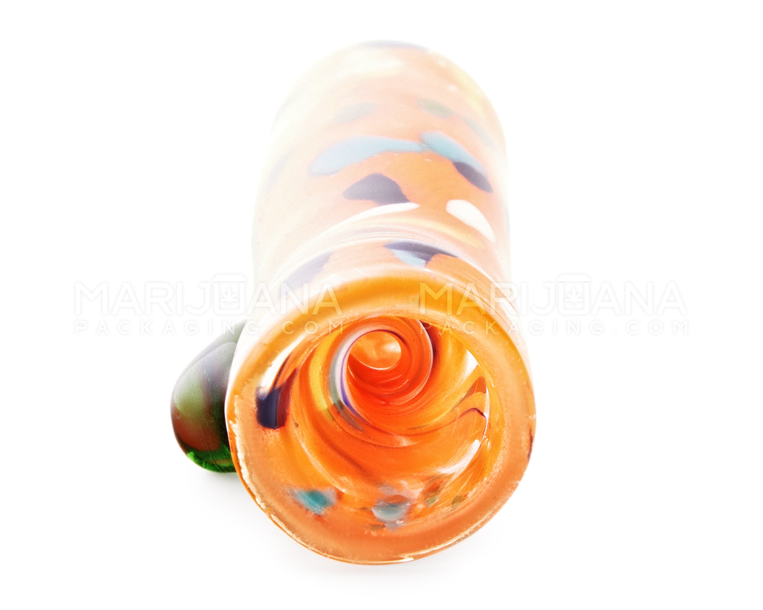 Speckled & Frit Chillum Hand Pipe w/ Single Knocker | 3.5in Long - Glass - Assorted