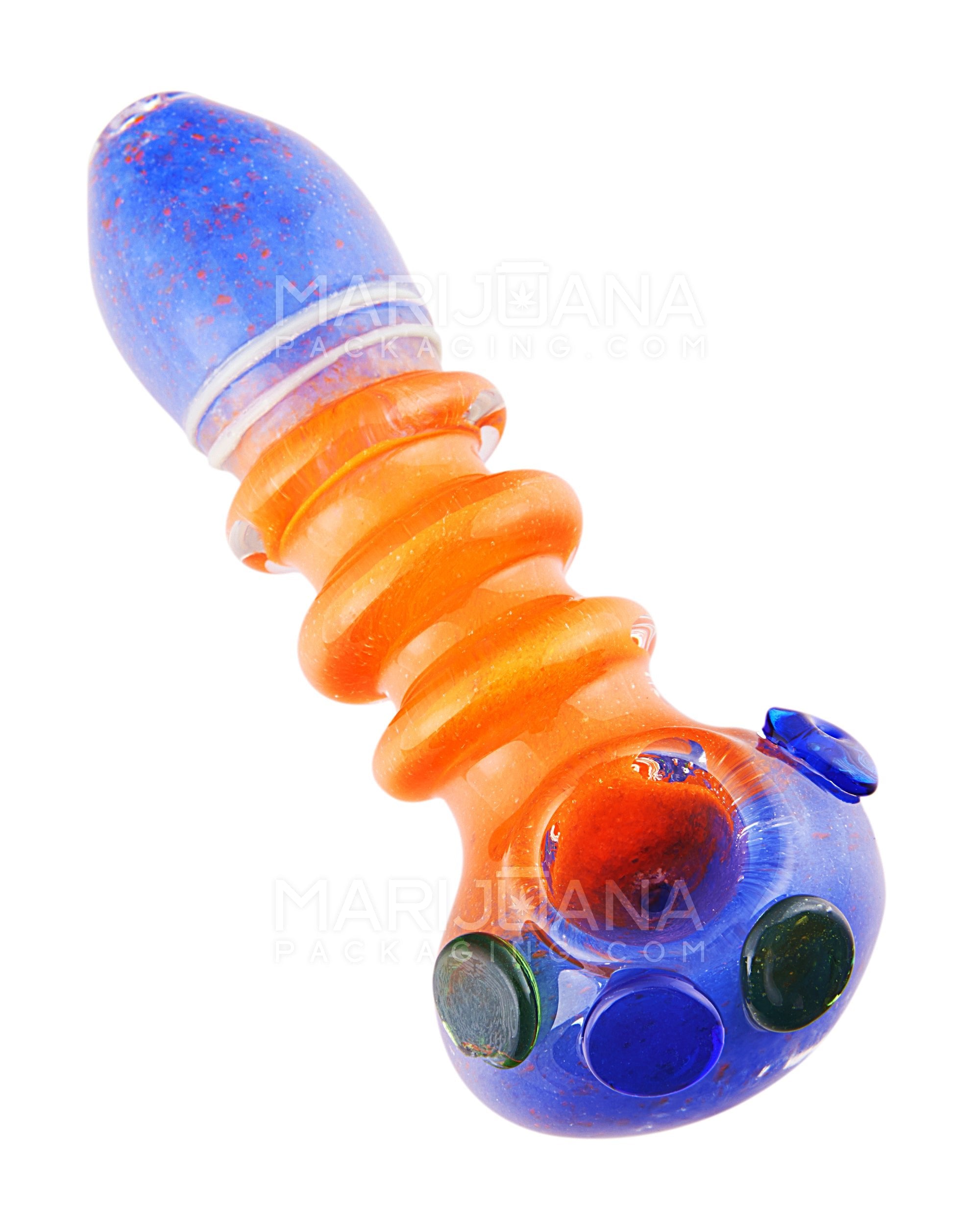 Triple Ringed Dot Accent Spoon Hand Pipe | 5in Long - Glass - Assorted - 1