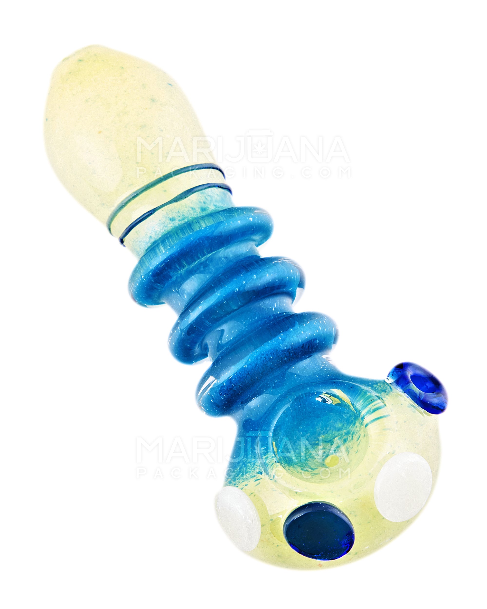 Triple Ringed Dot Accent Spoon Hand Pipe | 5in Long - Glass - Assorted - 12