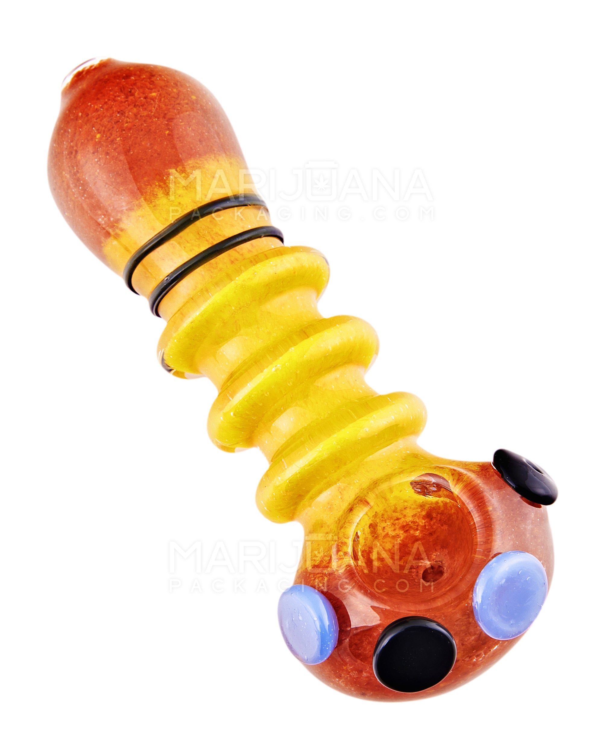 Triple Ringed Dot Accent Spoon Hand Pipe | 5in Long - Glass - Assorted - 15