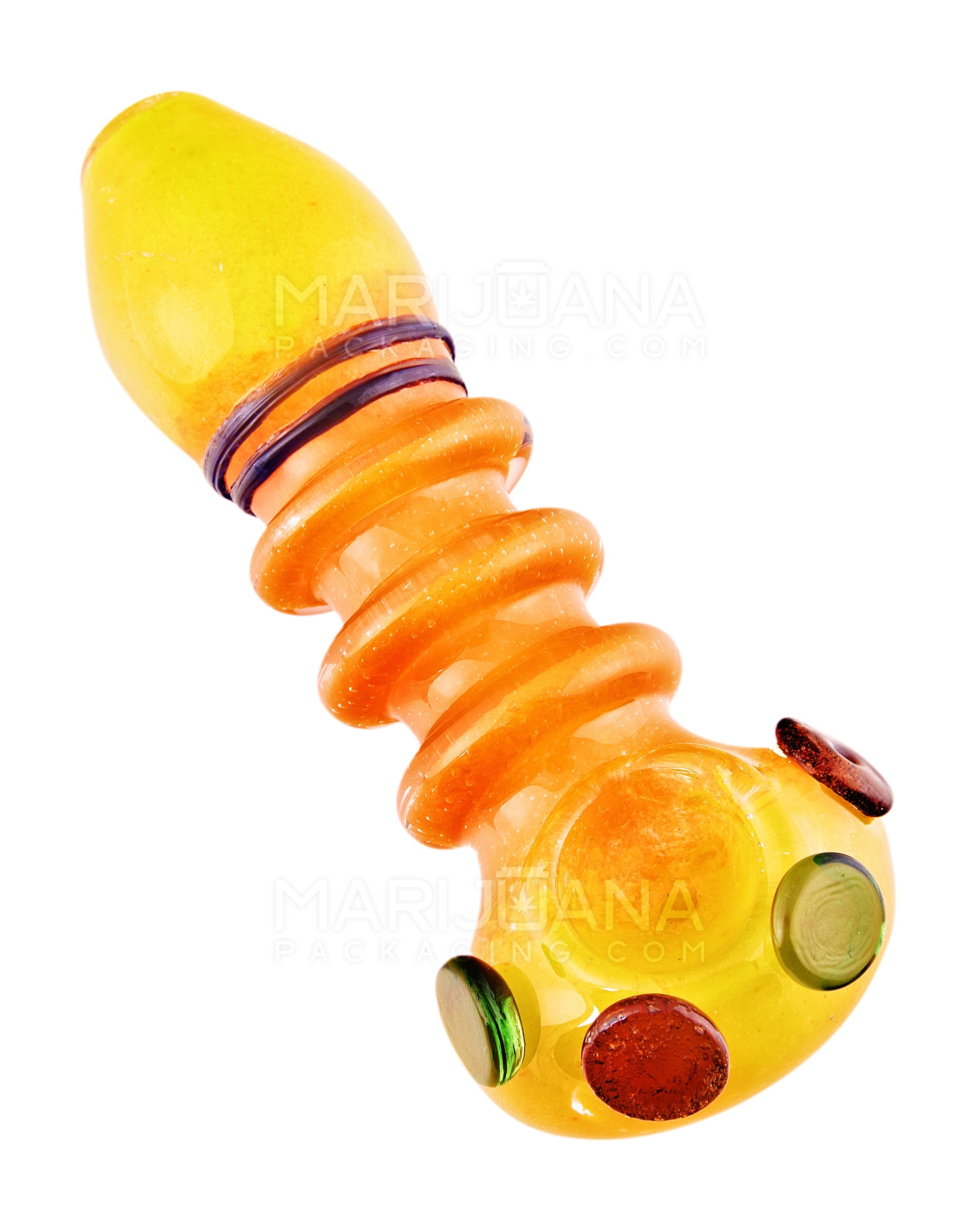 Triple Ringed Dot Accent Spoon Hand Pipe | 5in Long - Glass - Assorted - 16