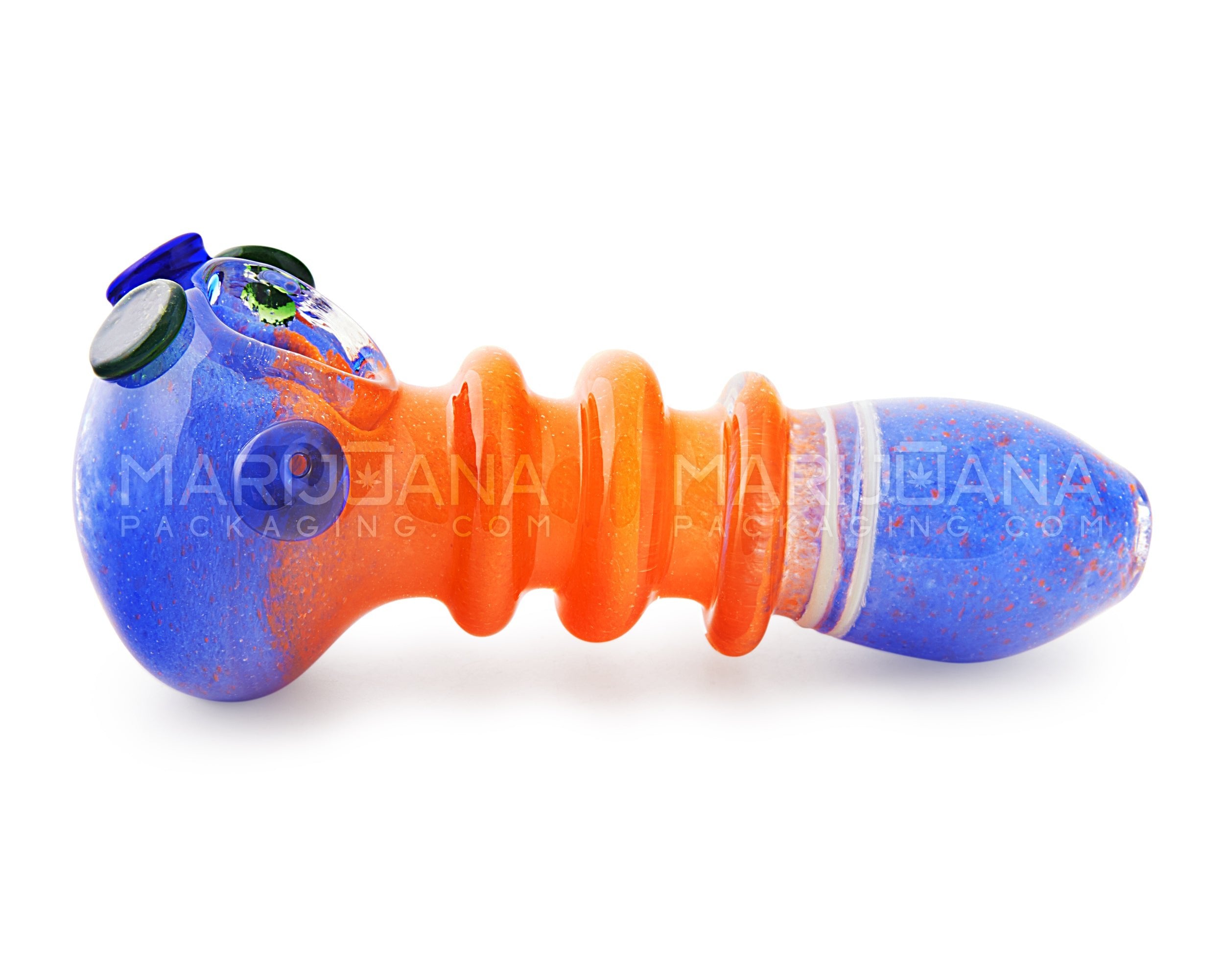 Triple Ringed Dot Accent Spoon Hand Pipe | 5in Long - Glass - Assorted - 4
