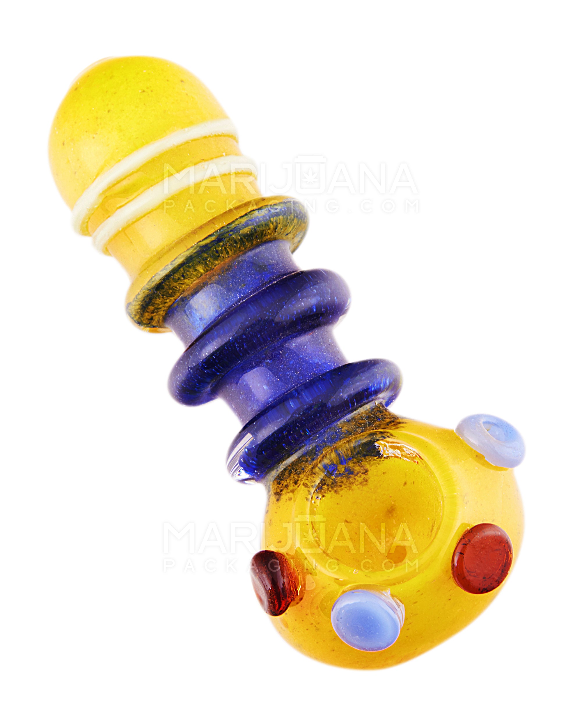 Triple Ringed Dot Accent Spoon Hand Pipe | 5in Long - Glass - Assorted - 6