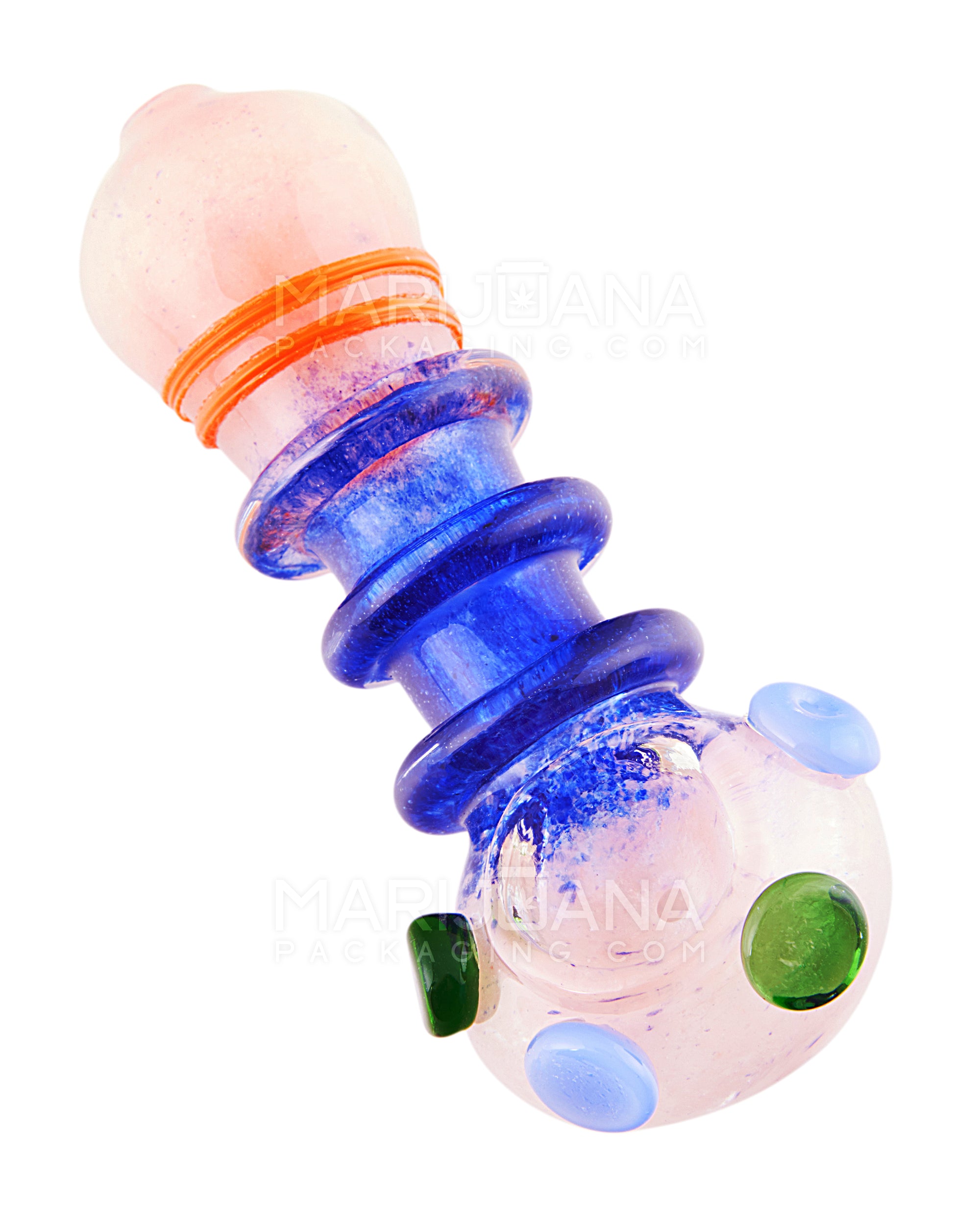 Triple Ringed Dot Accent Spoon Hand Pipe | 5in Long - Glass - Assorted - 7