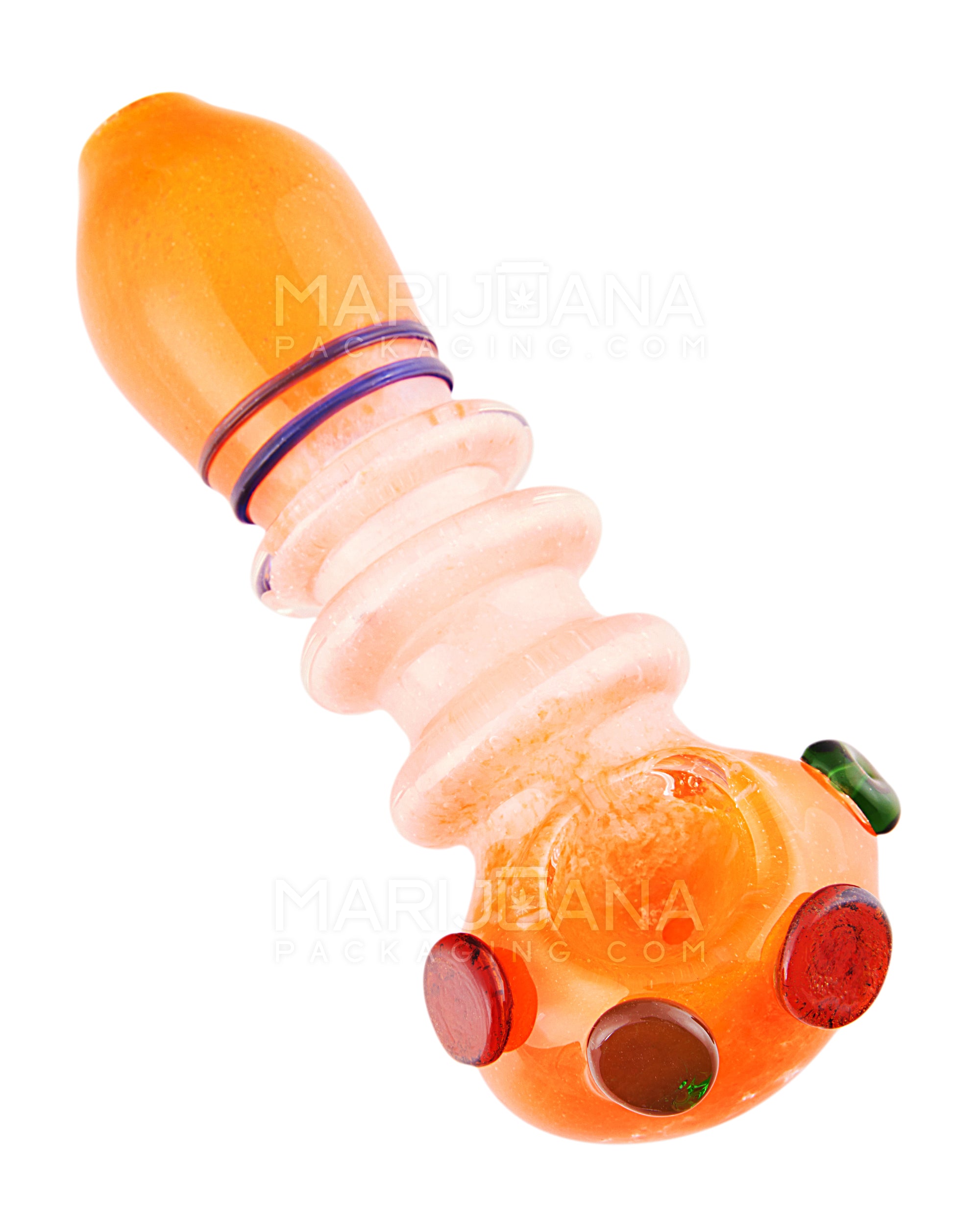 Triple Ringed Dot Accent Spoon Hand Pipe | 5in Long - Glass - Assorted - 8