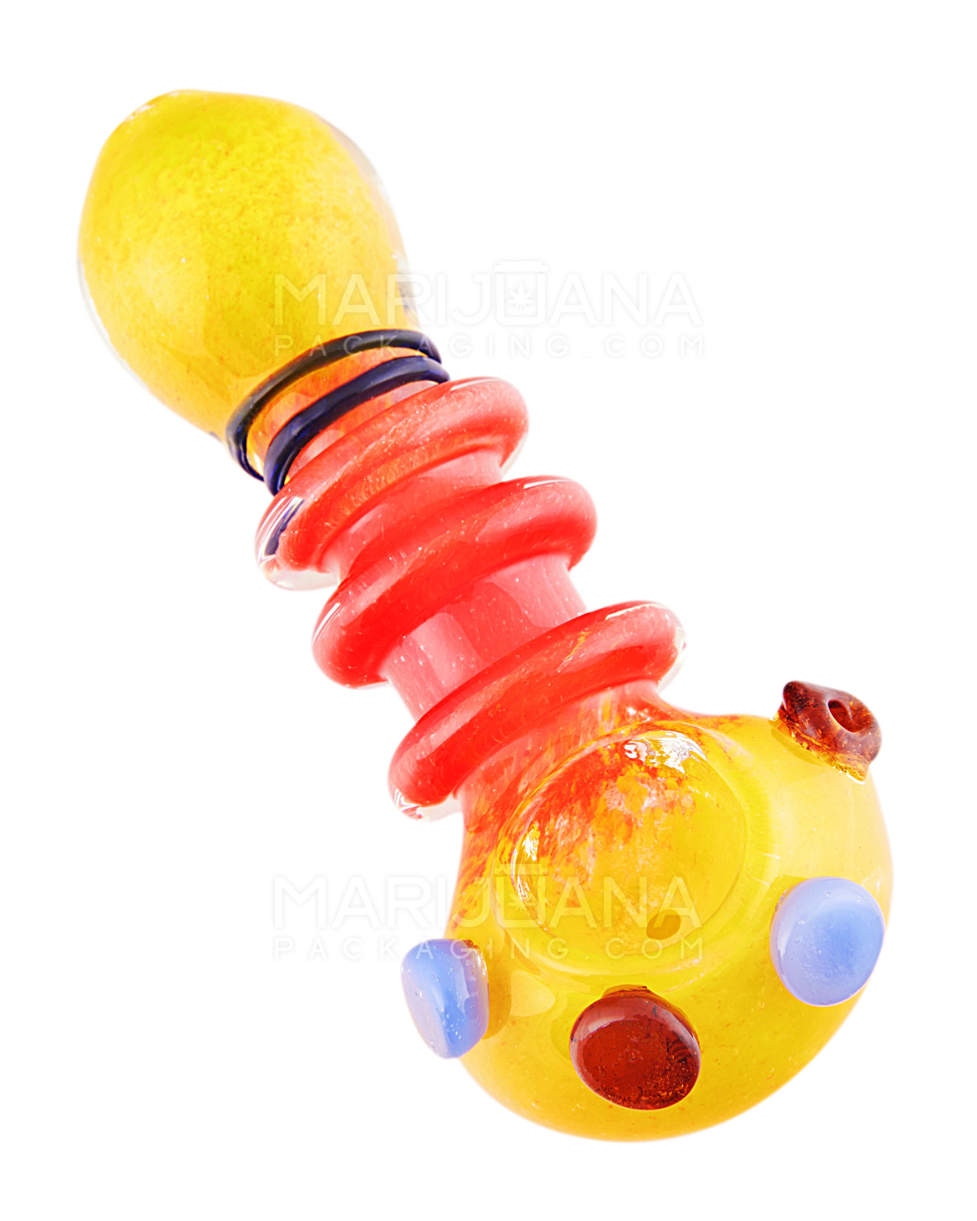 Triple Ringed Dot Accent Spoon Hand Pipe | 5in Long - Glass - Assorted - 9