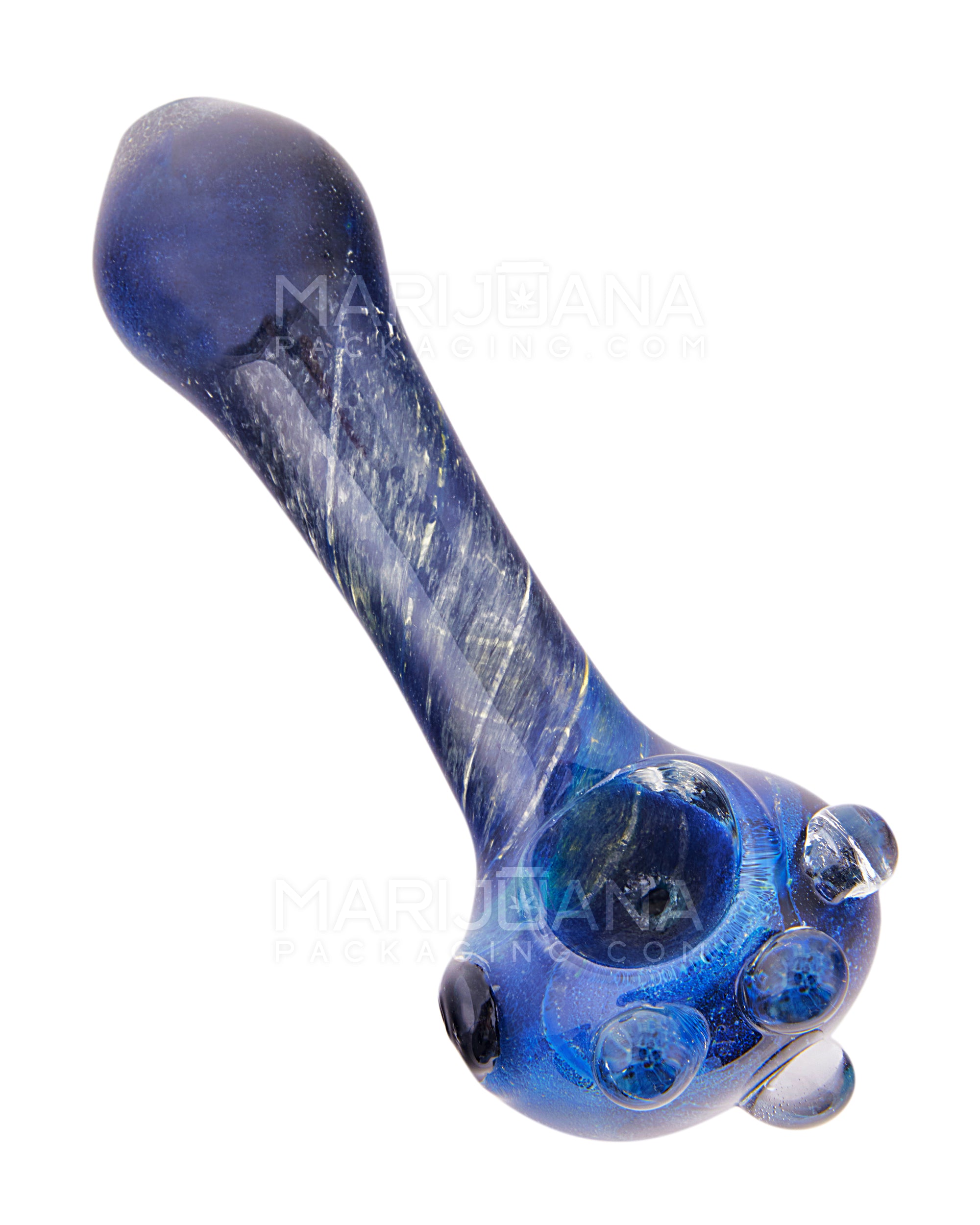 Frit Space Dust Spoon Hand Pipe w/ Multi Knockers | 4.5in Long - Glass - Assorted - 1