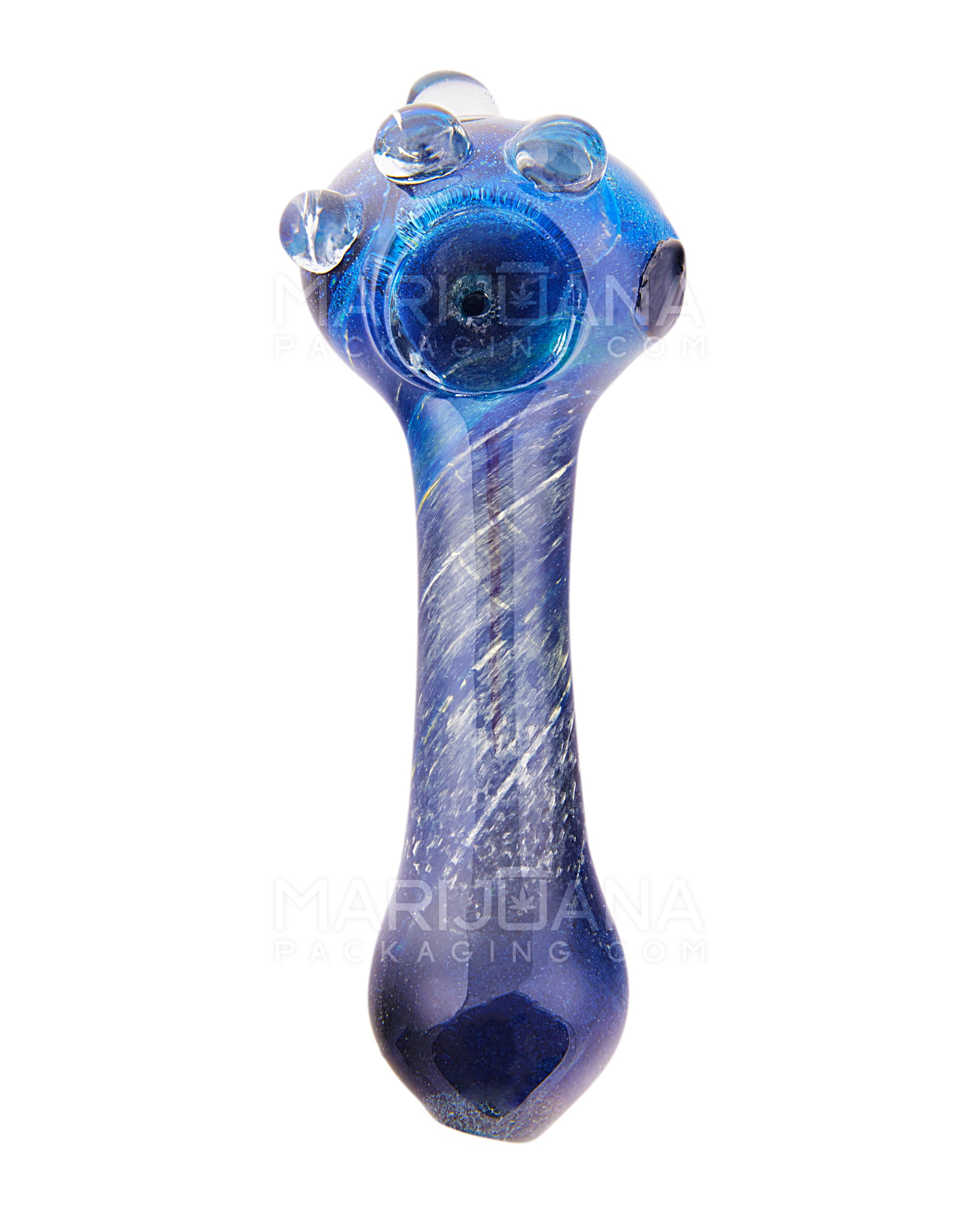 Frit Space Dust Spoon Hand Pipe w/ Multi Knockers | 4.5in Long - Glass - Assorted - 2