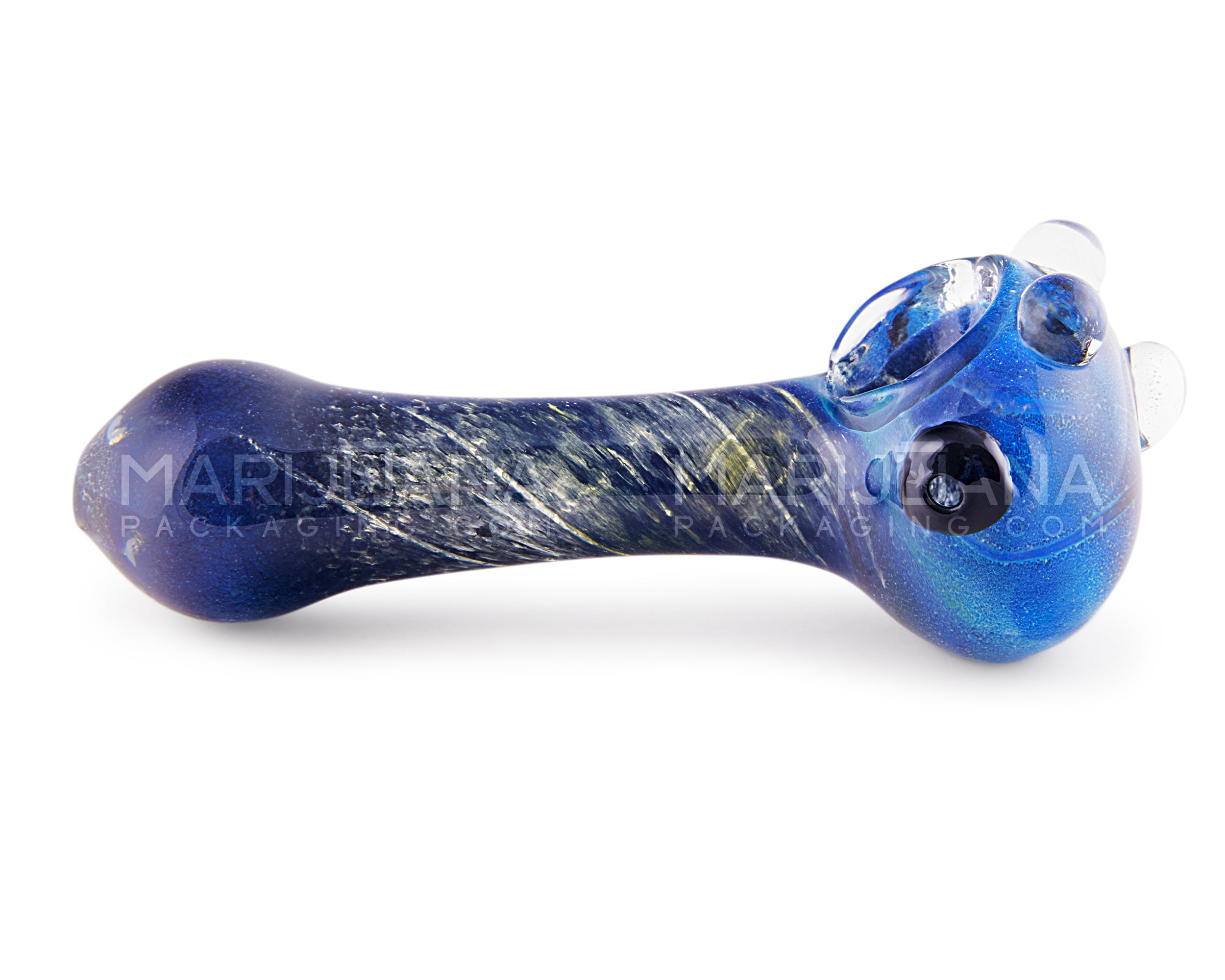 Frit Space Dust Spoon Hand Pipe w/ Multi Knockers | 4.5in Long - Glass - Assorted - 4