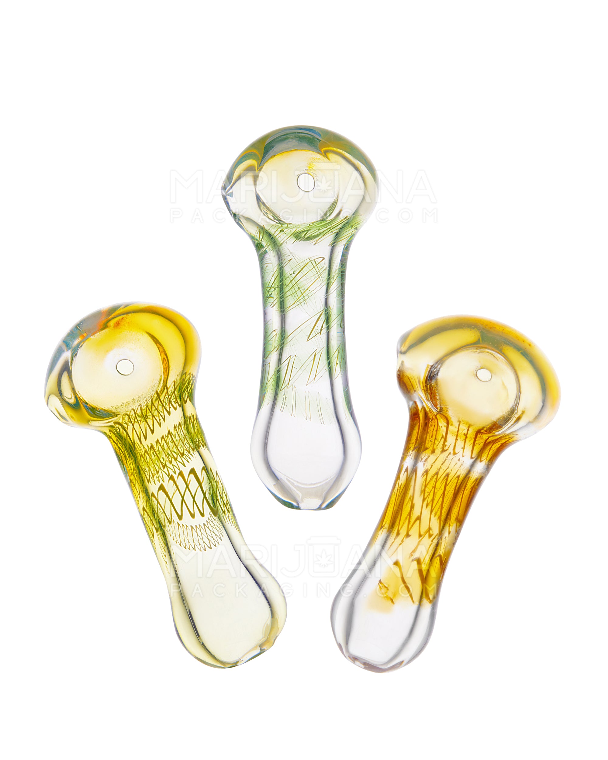 Spiral & Fumed Peanut Spoon Hand Pipe | 2.75in Long - Glass - Assorted