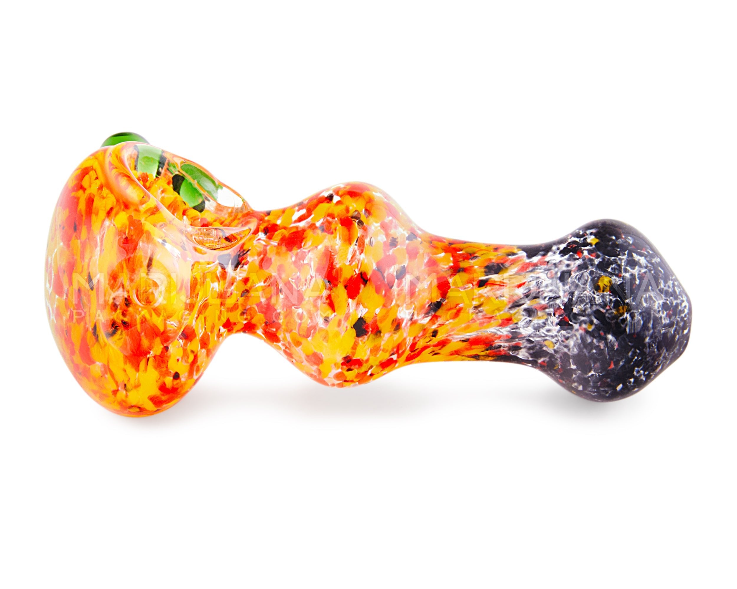 Splatter & Multi Frit Bulged Spoon Hand Pipe w/ Double Knockers | 5in Long - Glass - Assorted - 4