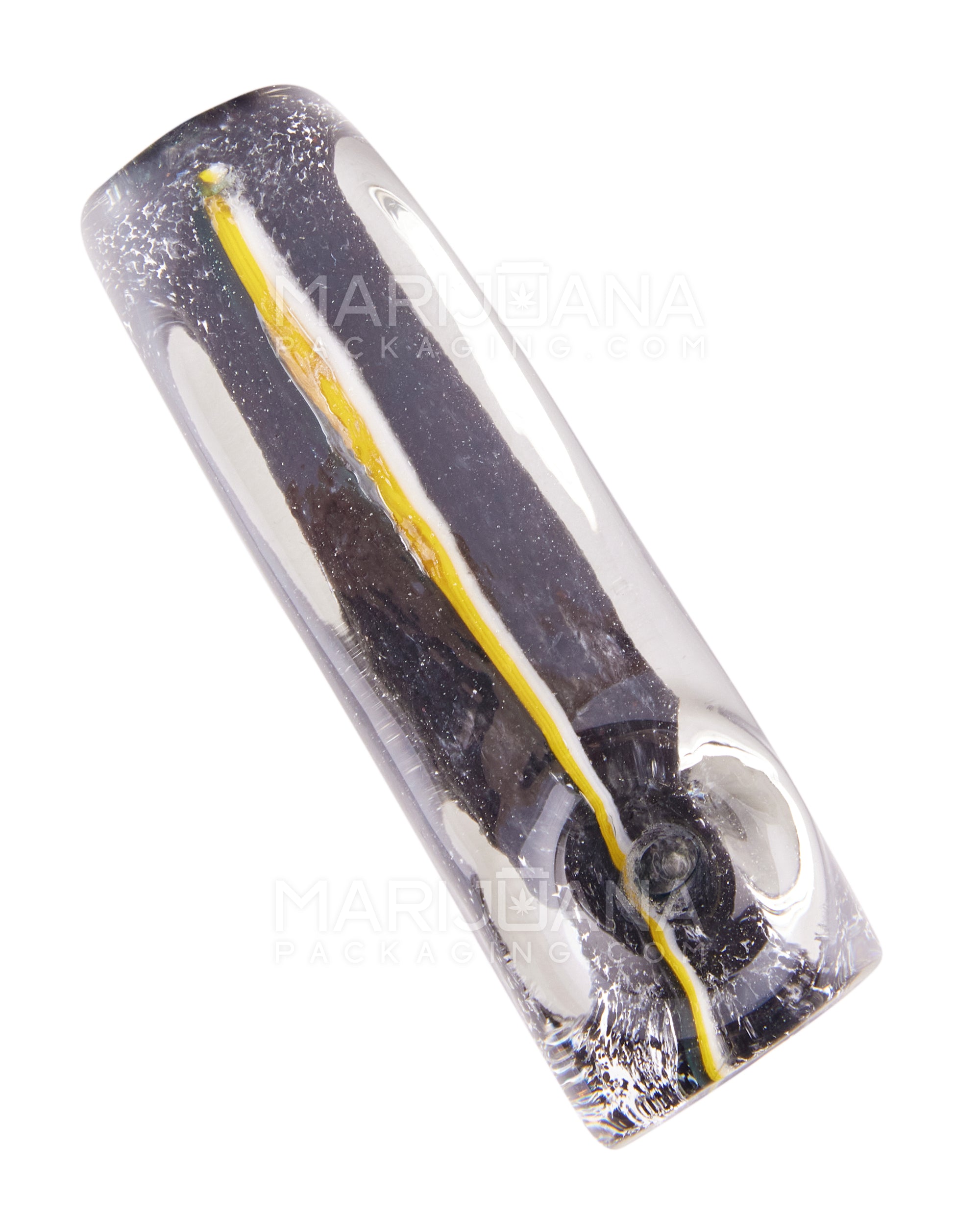 Frit & Striped Rectangle Spoon Hand Pipe | 2.5in Long - Glass - Assorted