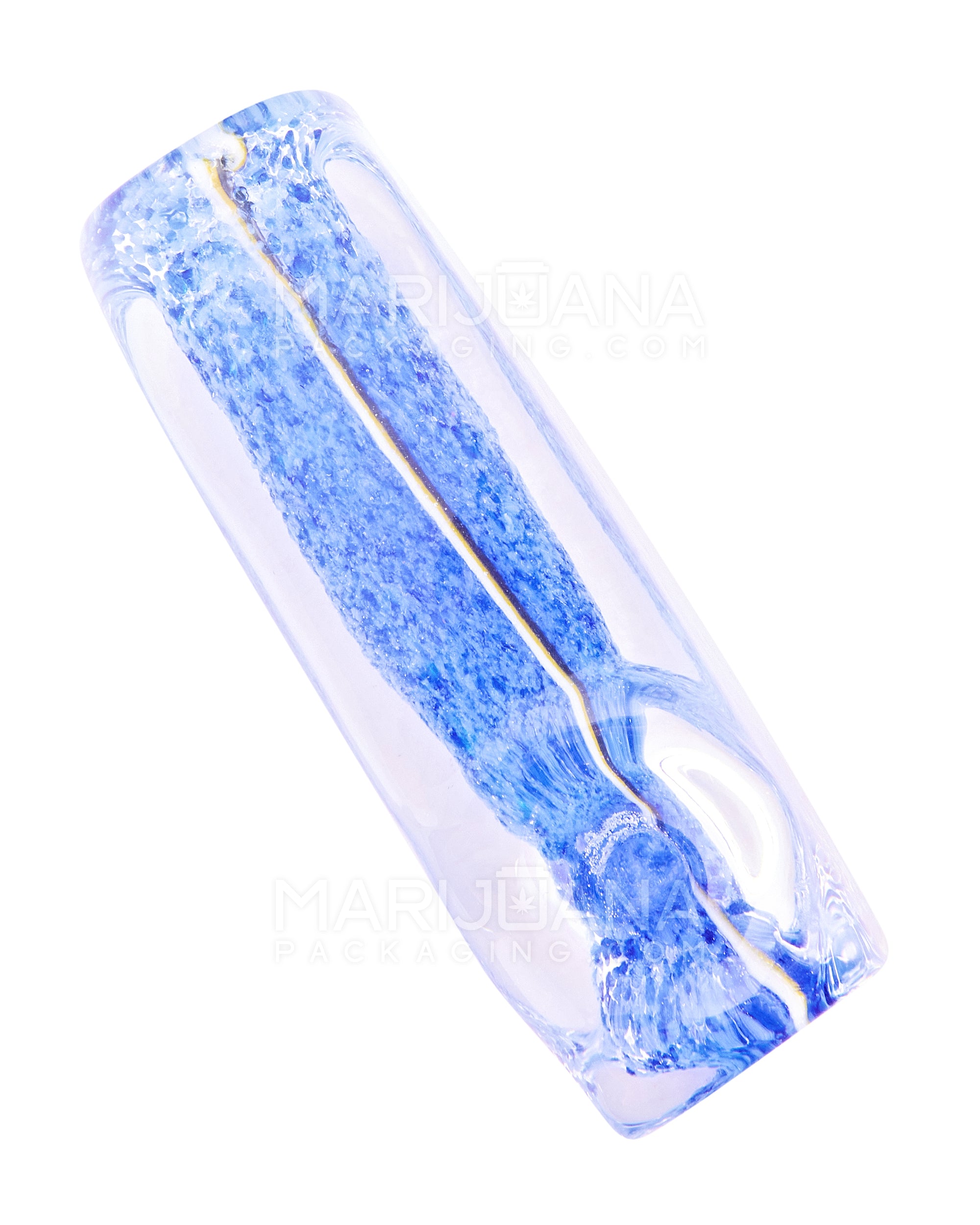 Frit & Striped Rectangle Spoon Hand Pipe | 2.5in Long - Glass - Assorted