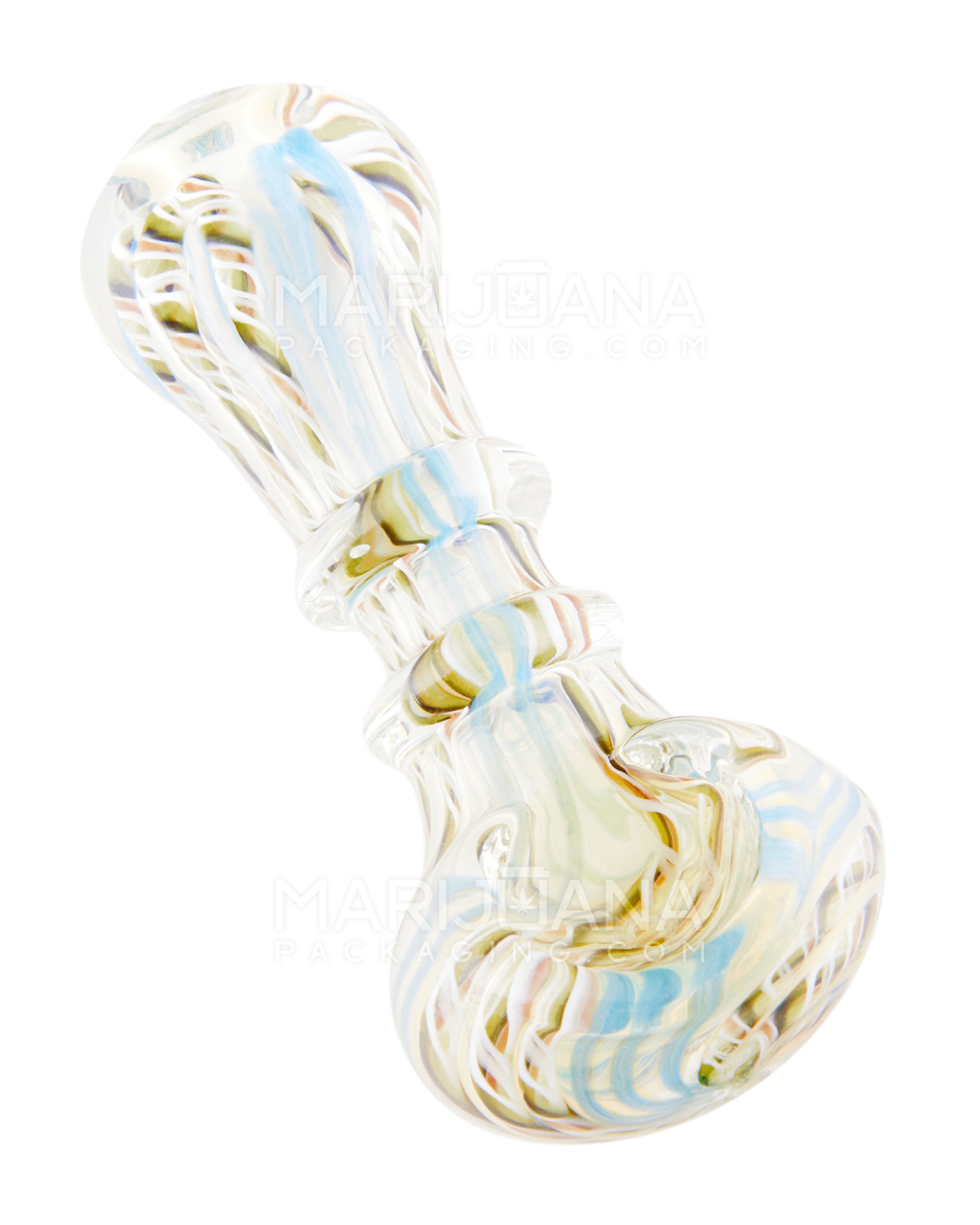 Ribboned Ringed Peanut Spoon Hand Pipe | 3in Long - Glass - Assorted
