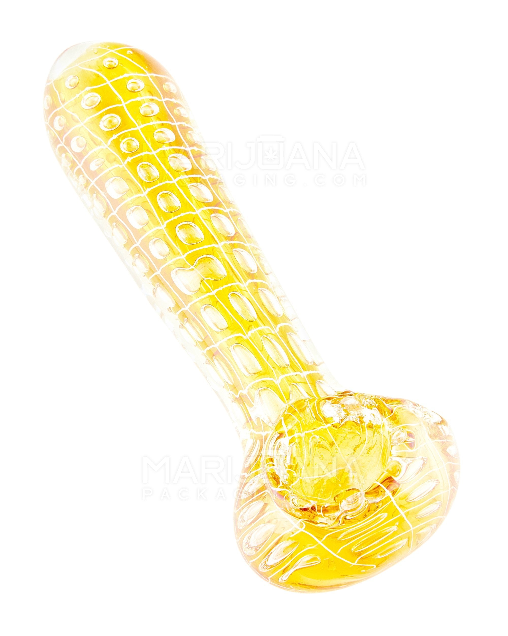 Striped Web Bubble Trap Spoon Hand Pipe | 4.5in Long - Glass - Assorted - 2