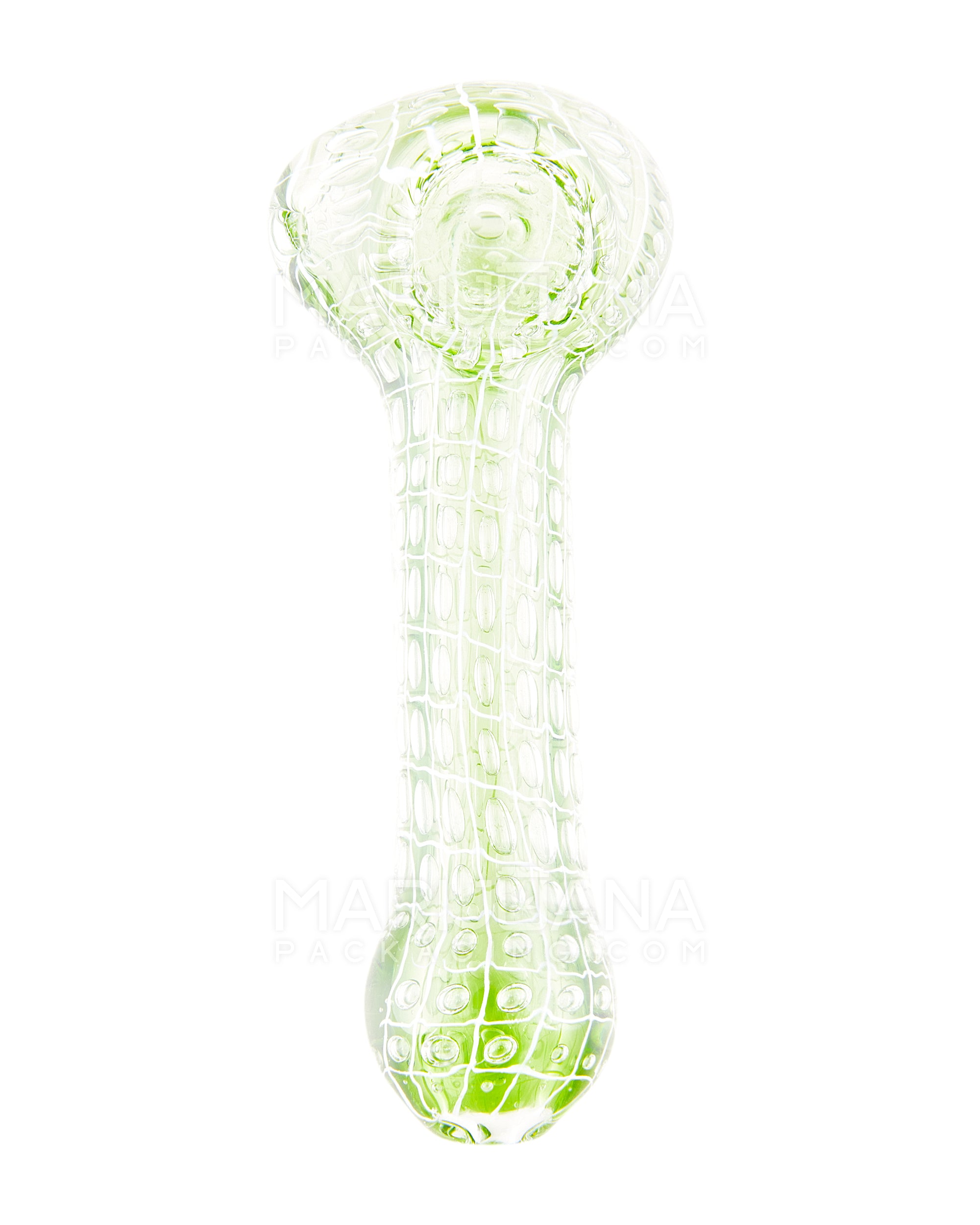Striped Web Bubble Trap Spoon Hand Pipe | 4.5in Long - Glass - Assorted - 3