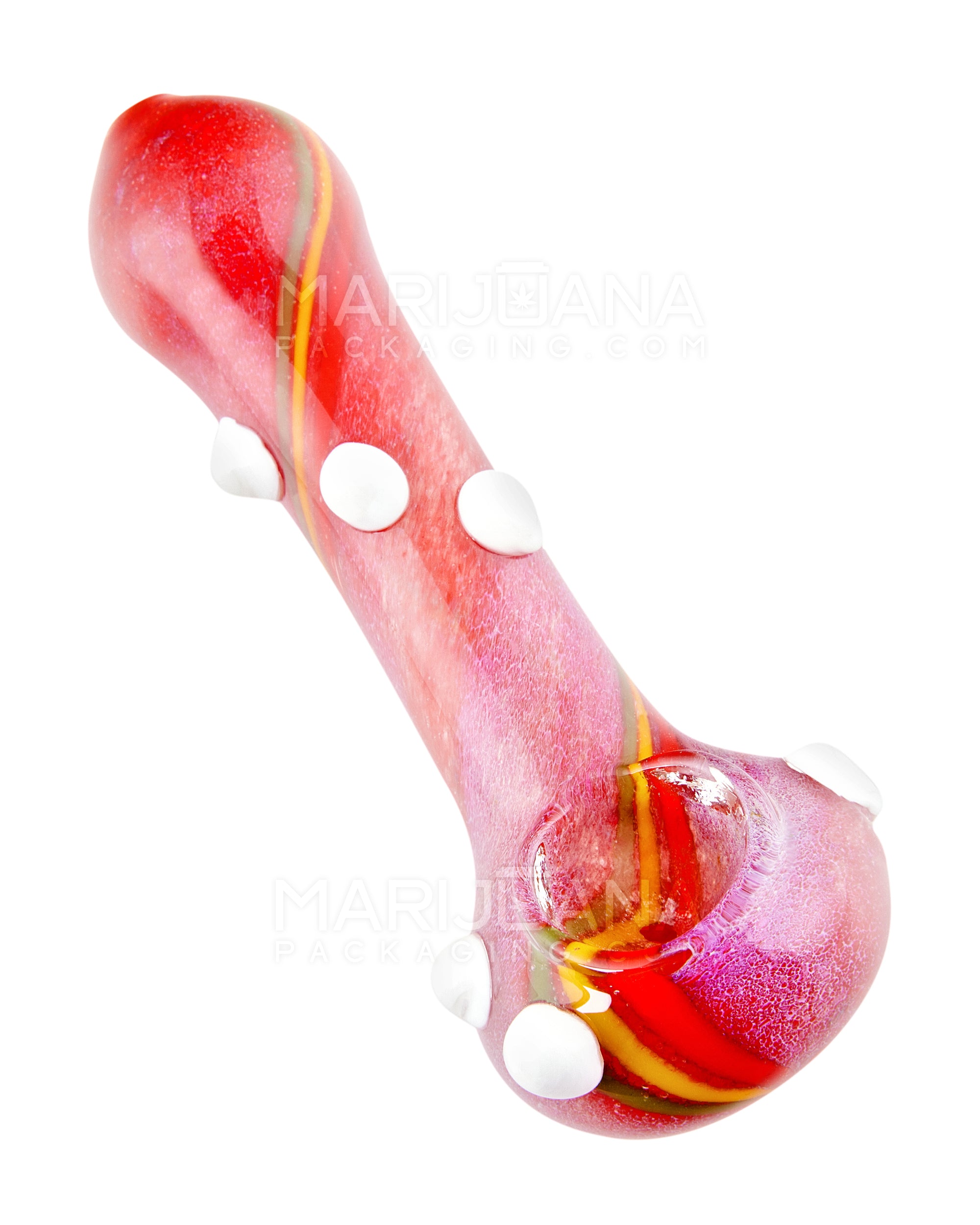 Ribboned & Striped Thick Hand Pipe | 4.5in Long - Glass - Assorted - 1