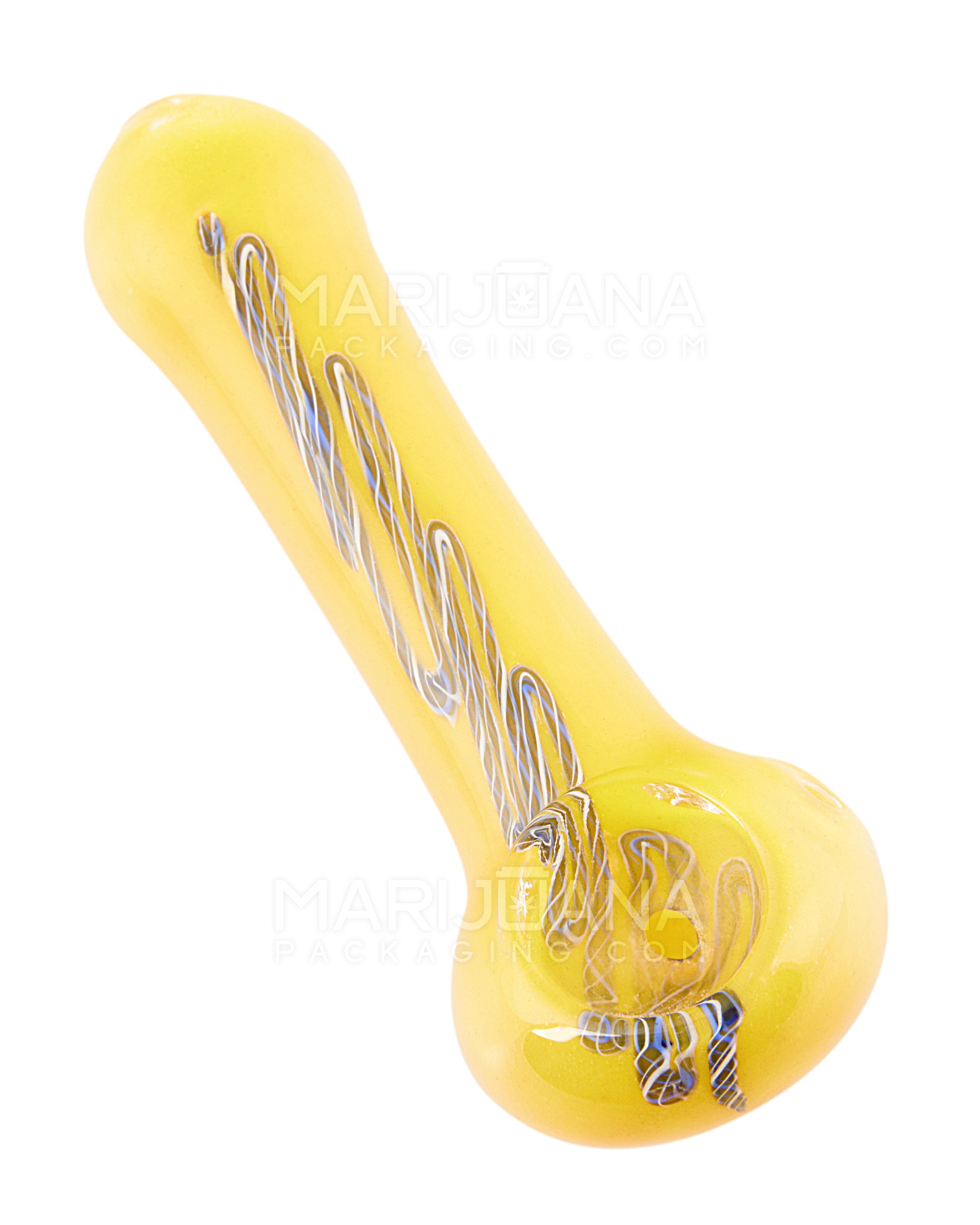 Ribboned & Striped Thick Hand Pipe | 4.5in Long - Glass - Assorted - 3