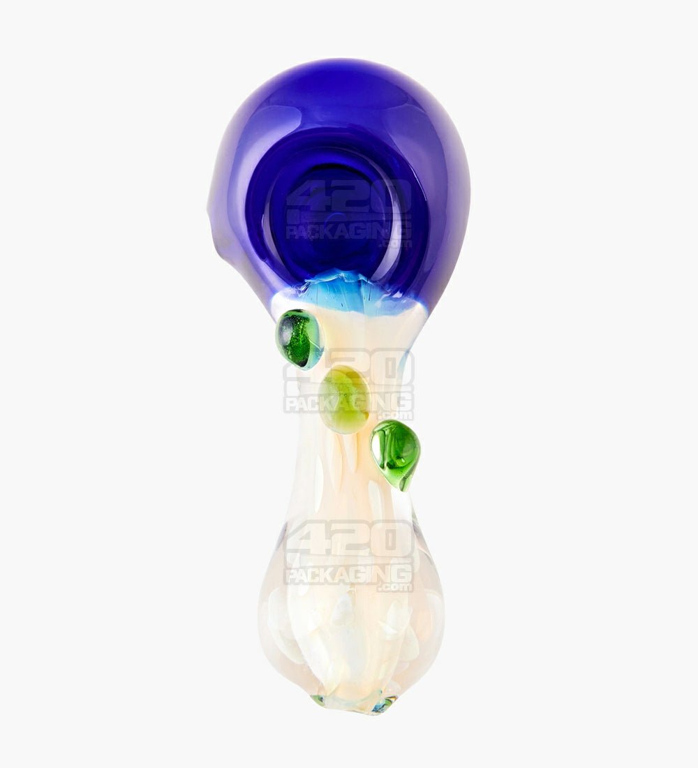 Color Pull & Multi Fumed Spoon Hand Pipe w/ Triple Knockers | 4.5in Long - Glass - Assorted - 2