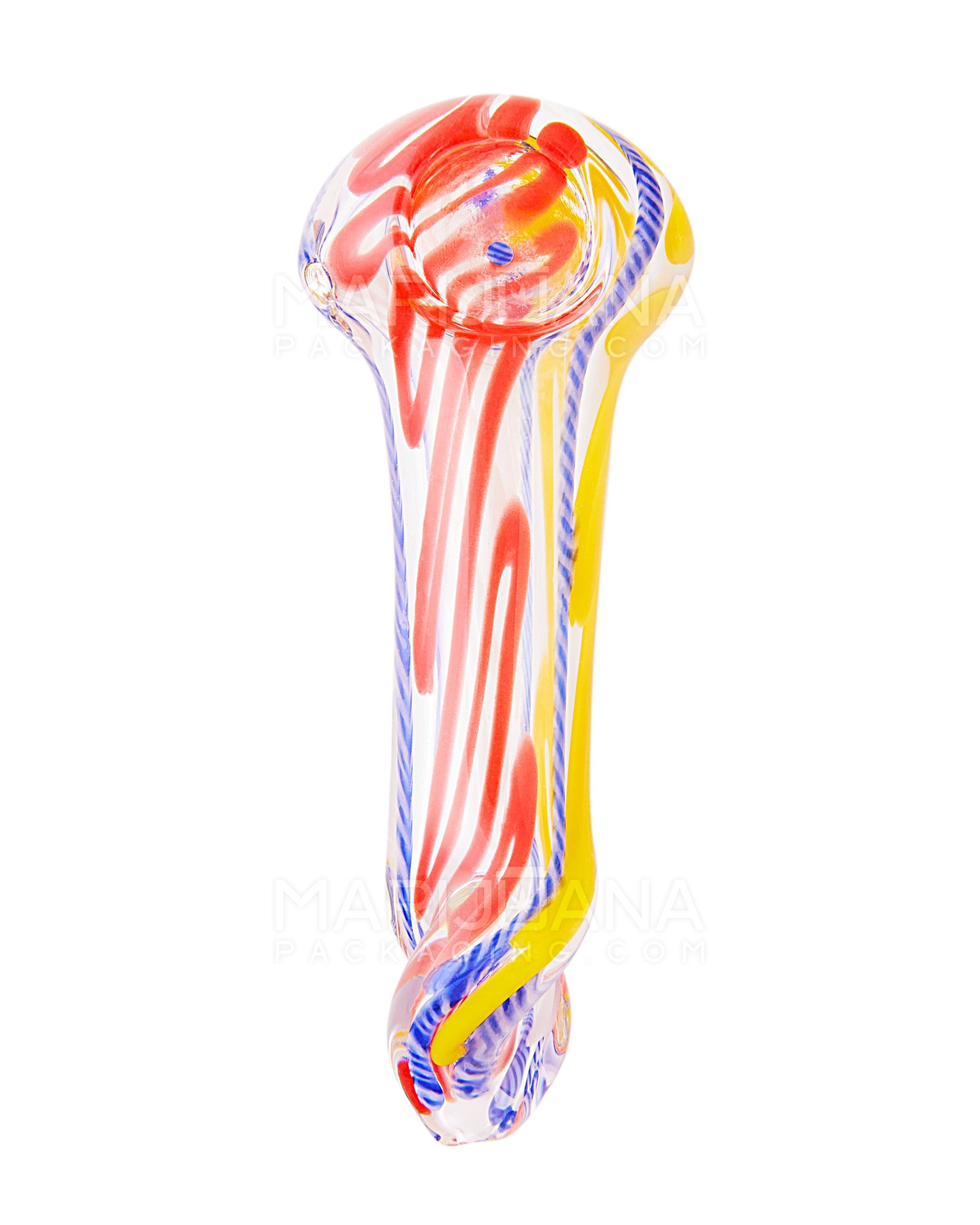 Spiral & Ribboned Twisted Spoon Hand Pipe | 4.5in Long - Glass - Assorted - 2