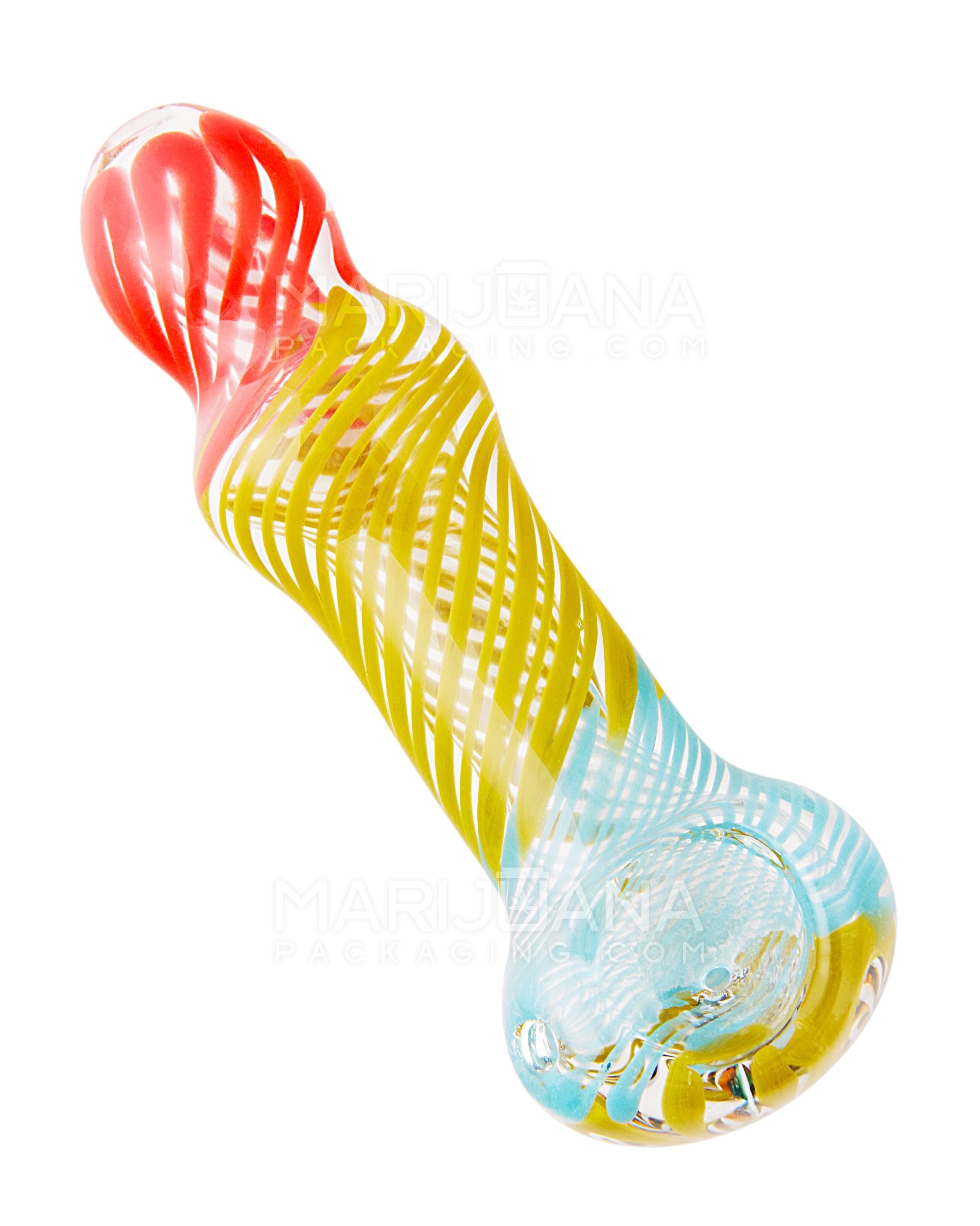 Spiral & Ribboned Twisted Spoon Hand Pipe | 4.5in Long - Glass - Assorted - 6