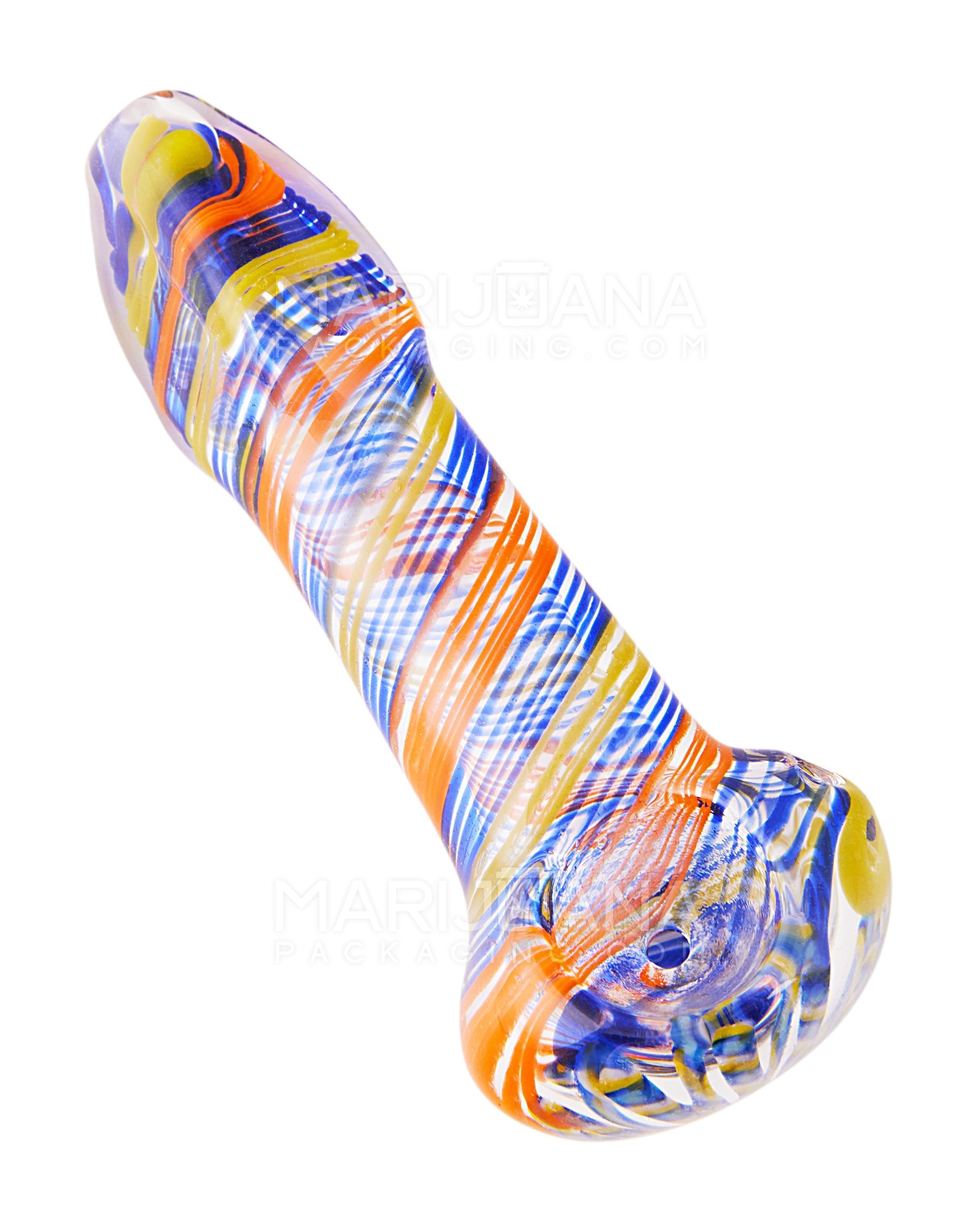 Spiral & Ribboned Twisted Spoon Hand Pipe | 4.5in Long - Glass - Assorted - 7