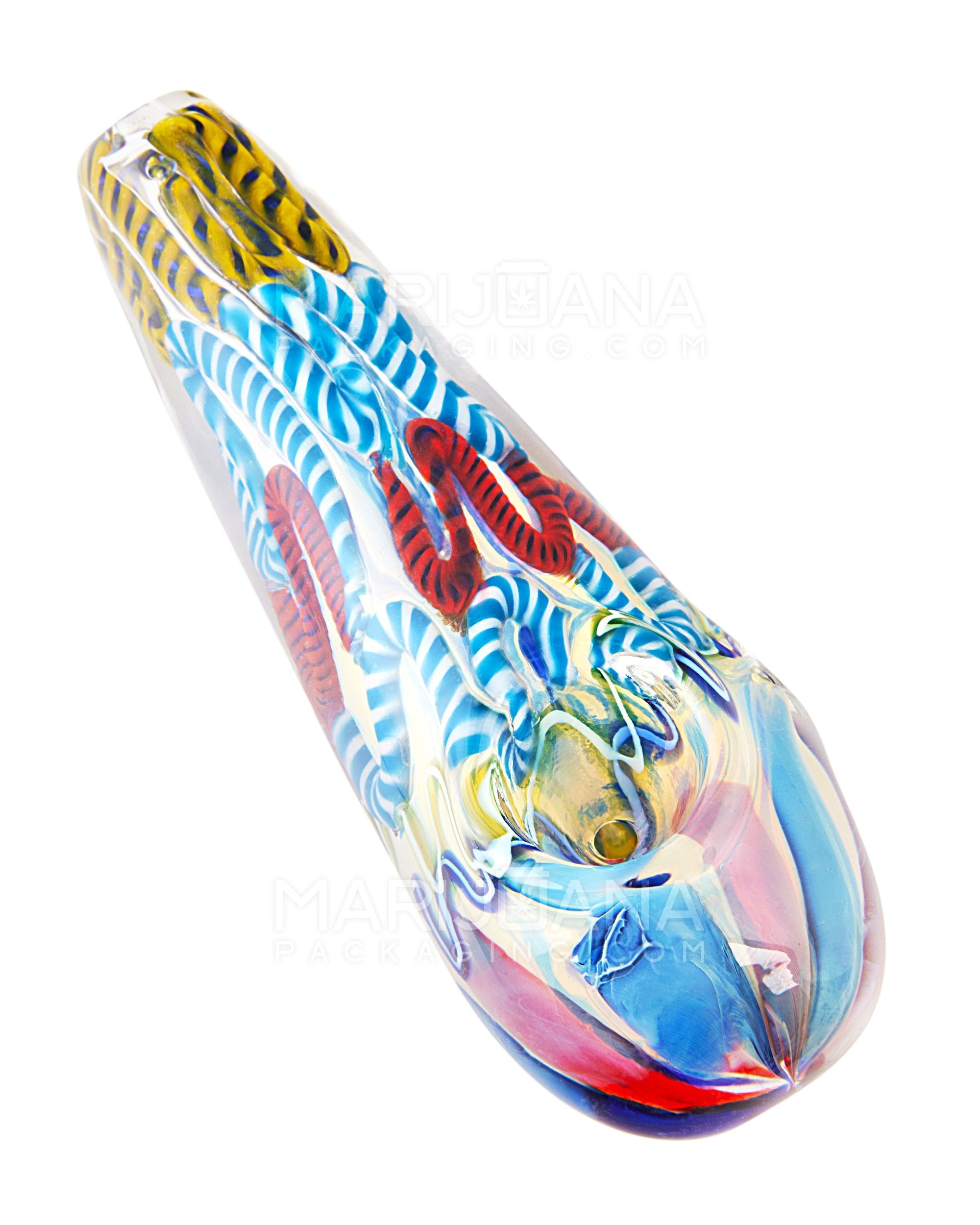 Swirl & Fumed Spoon Hand Pipe w/ Ribboning | 4.5in Long - Glass - Assorted - 1