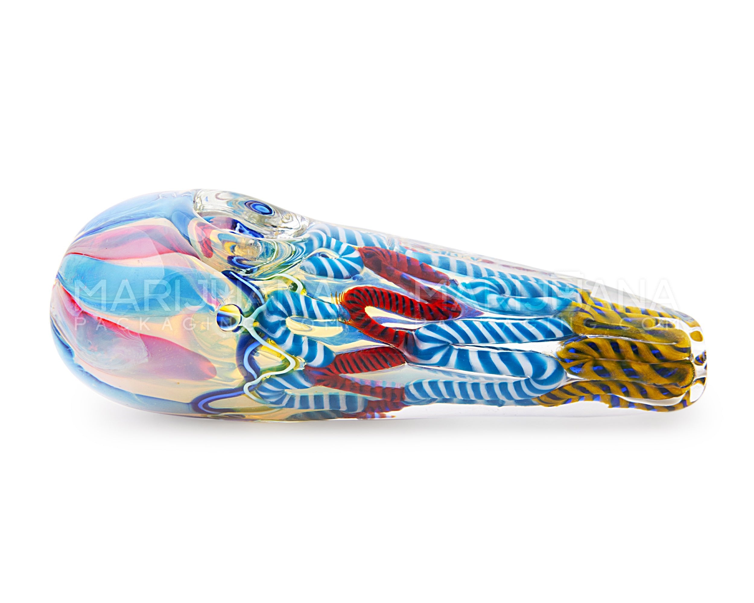Swirl & Fumed Spoon Hand Pipe w/ Ribboning | 4.5in Long - Glass - Assorted - 4