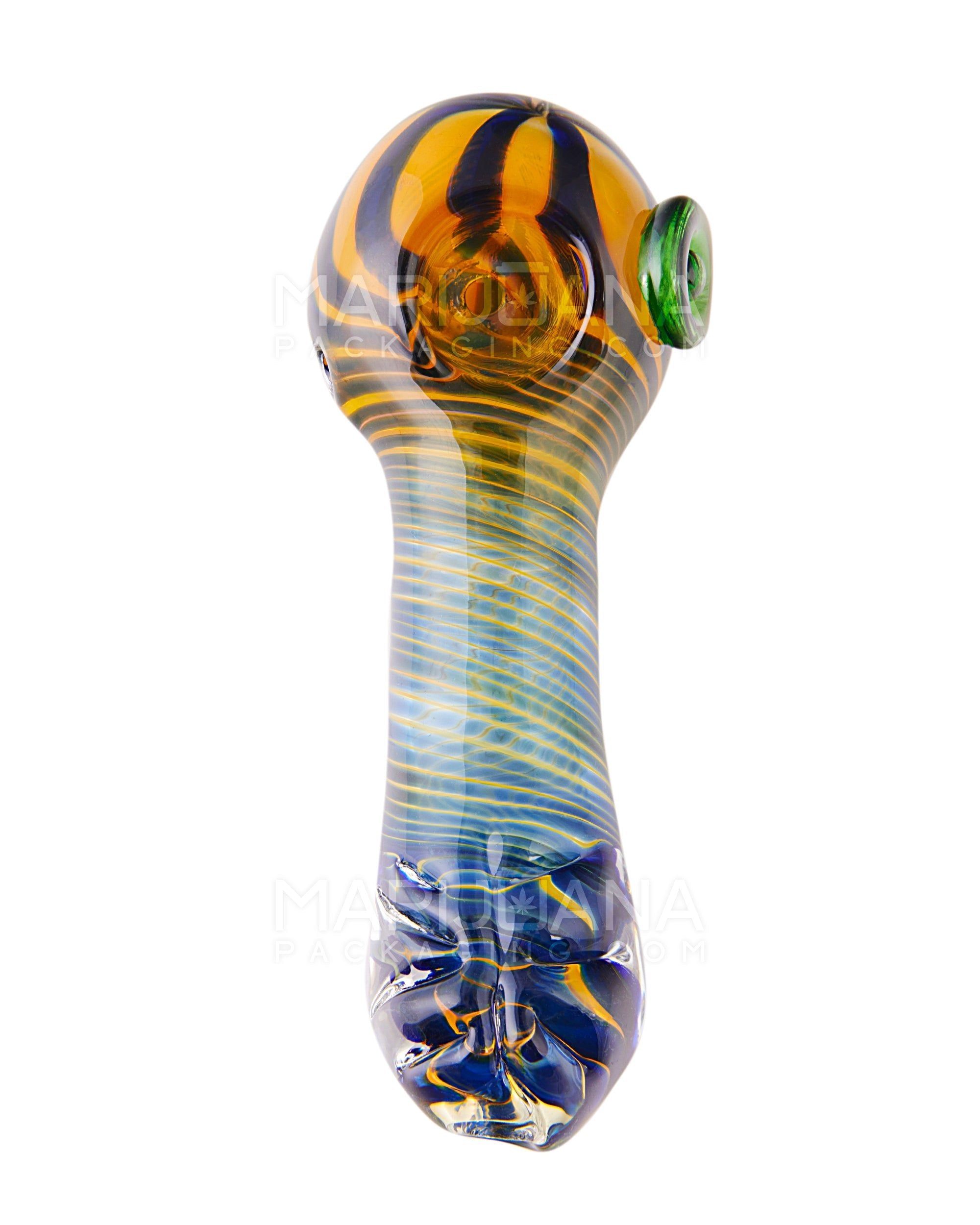 Spiral & Fumed Spoon Flat Knocker Hand Pipe | 5in Long - Glass - Assorted - 2