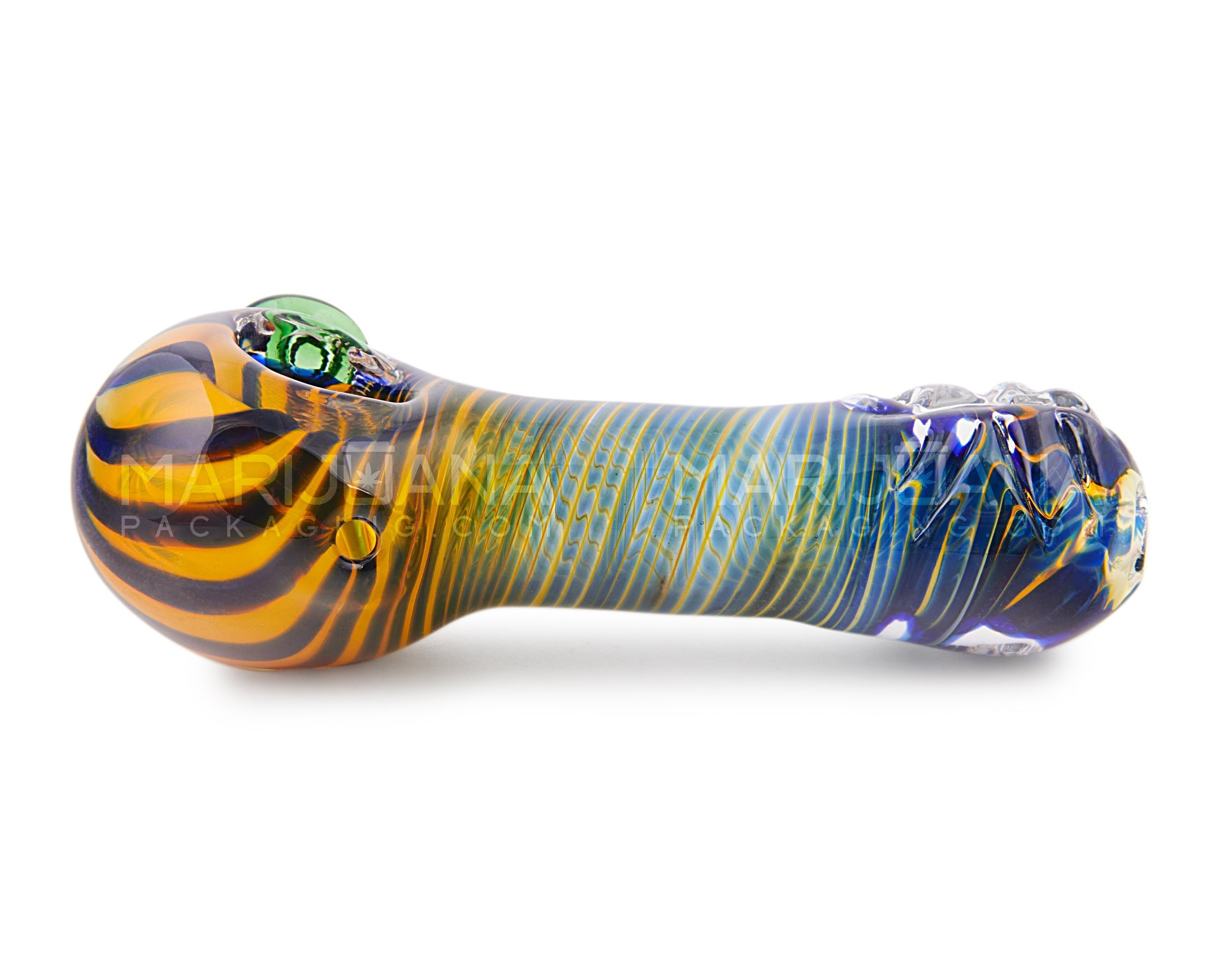 Spiral & Fumed Spoon Flat Knocker Hand Pipe | 5in Long - Glass - Assorted - 4