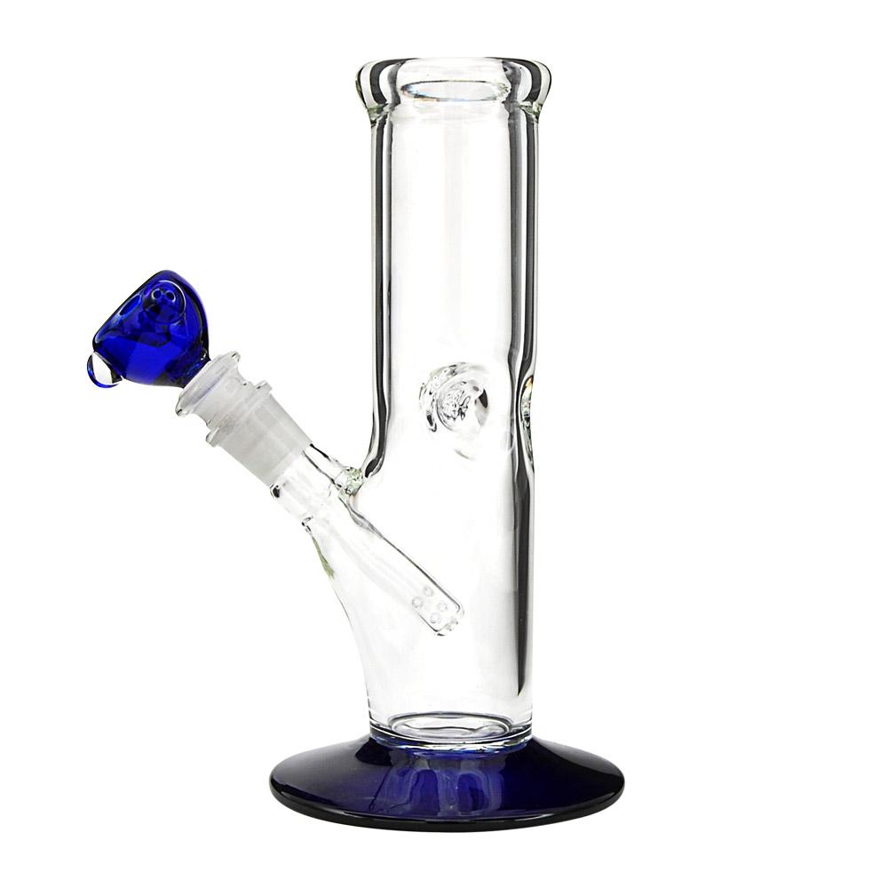 USA Glass | Straight Glass Water Pipe w/ Ice Catcher | 9in Tall - 14mm Bowl - Blue - 1