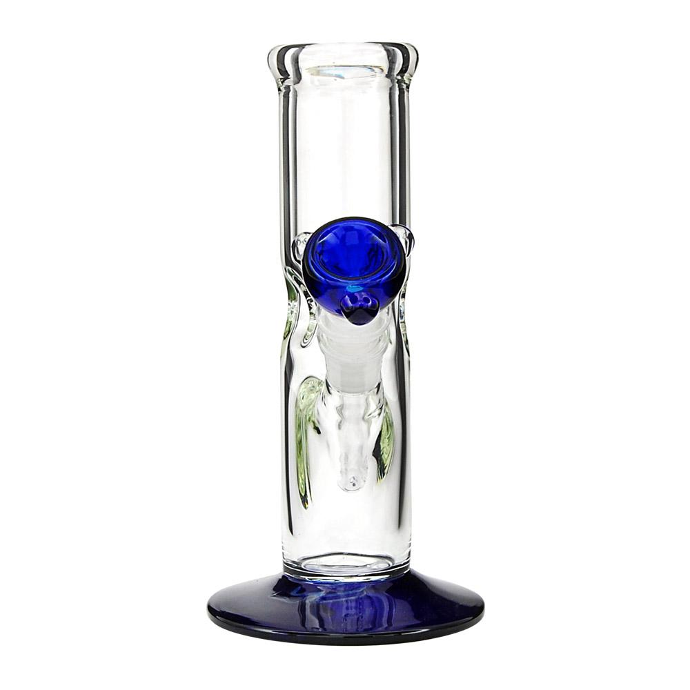 USA Glass | Straight Glass Water Pipe w/ Ice Catcher | 9in Tall - 14mm Bowl - Blue - 2