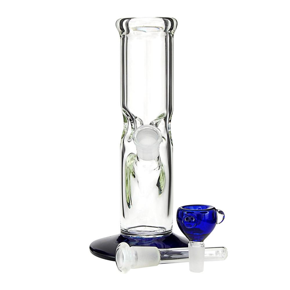 USA Glass | Straight Glass Water Pipe w/ Ice Catcher | 9in Tall - 14mm Bowl - Blue - 4