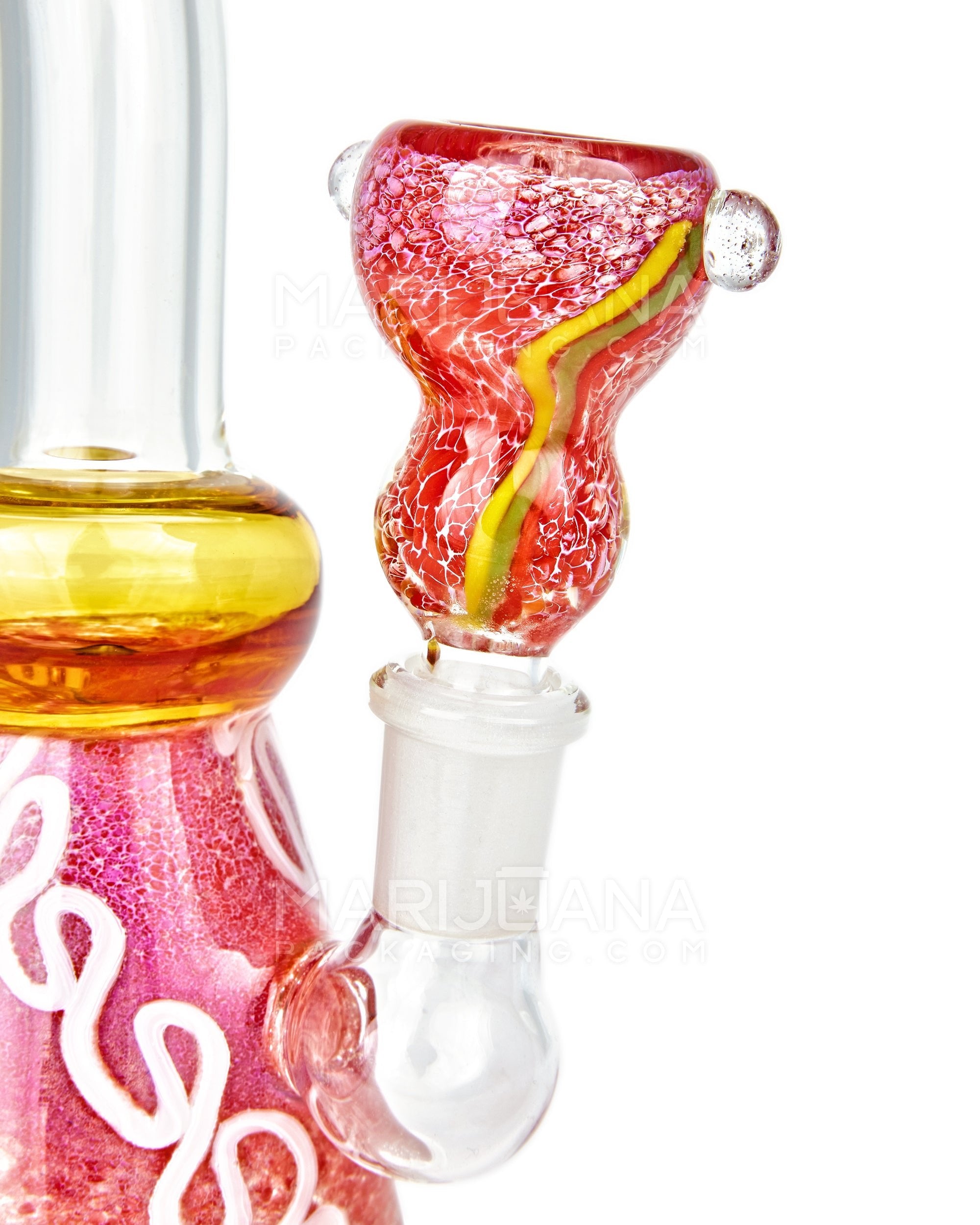 Frit & Striped Bulge Double Knocker Bowl | Glass - 14mm Male - Assorted - 3