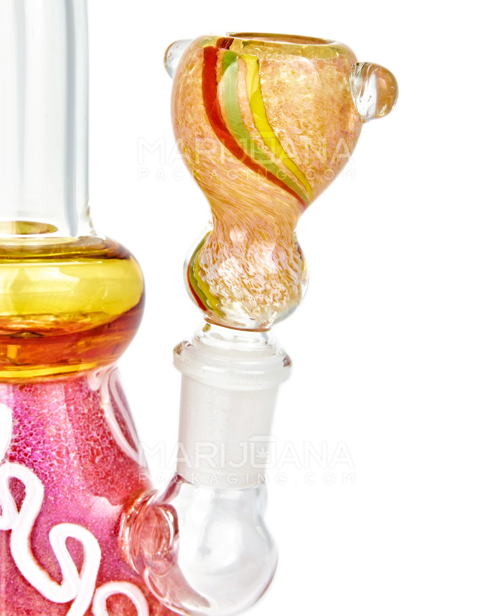 Frit & Striped Bulge Double Knocker Bowl | Glass - 14mm Male - Assorted - 4