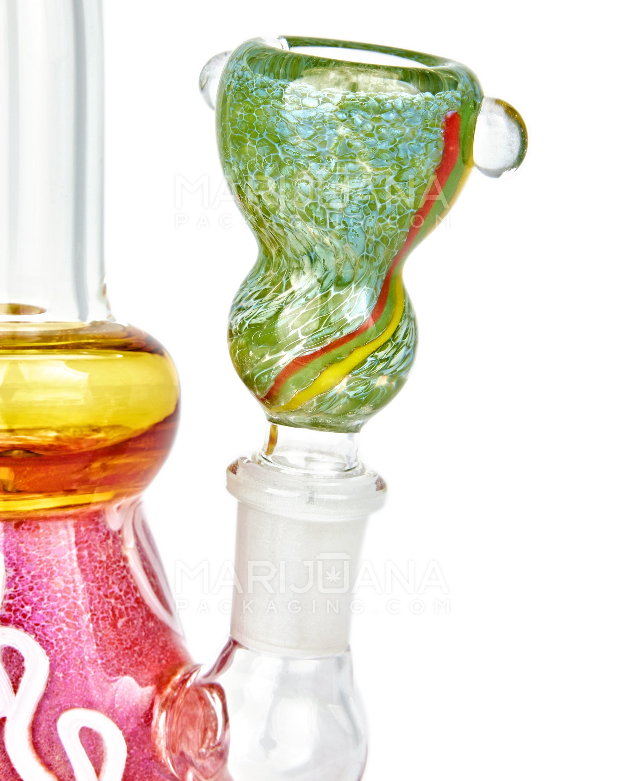Frit & Striped Bulge Double Knocker Bowl | Glass - 14mm Male - Assorted - 5