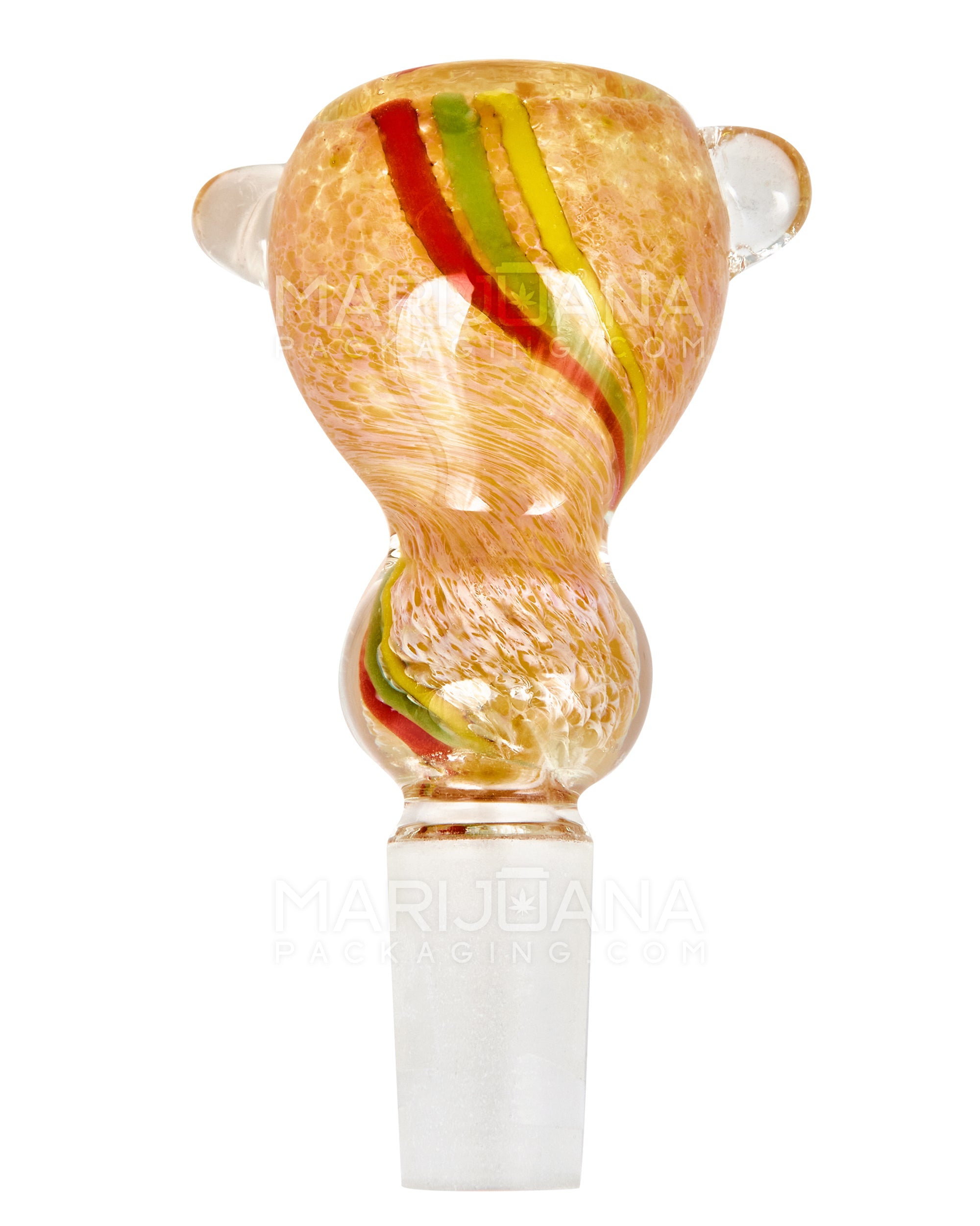 Frit & Striped Bulge Double Knocker Bowl | Glass - 14mm Male - Assorted - 6