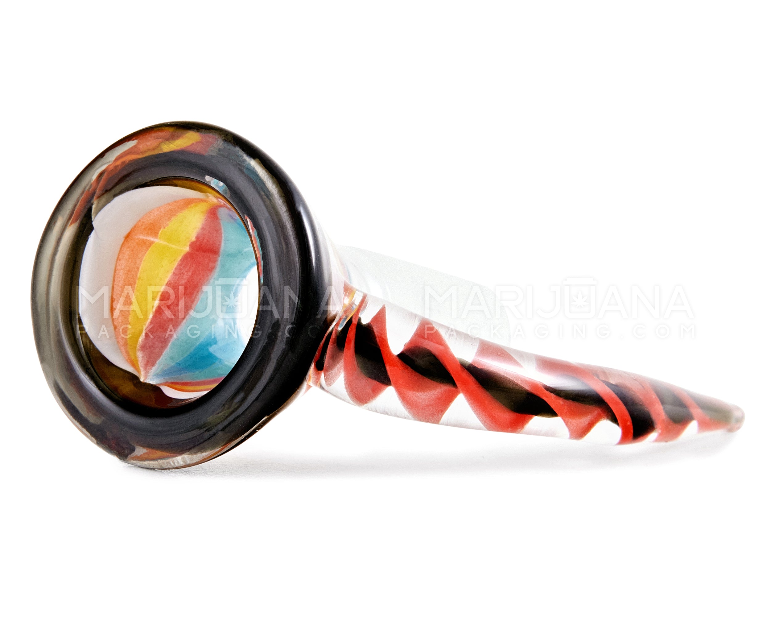 Swirl Bowl w/ Spiral Horn Handle | Glass - 14mm - Assorted - 2