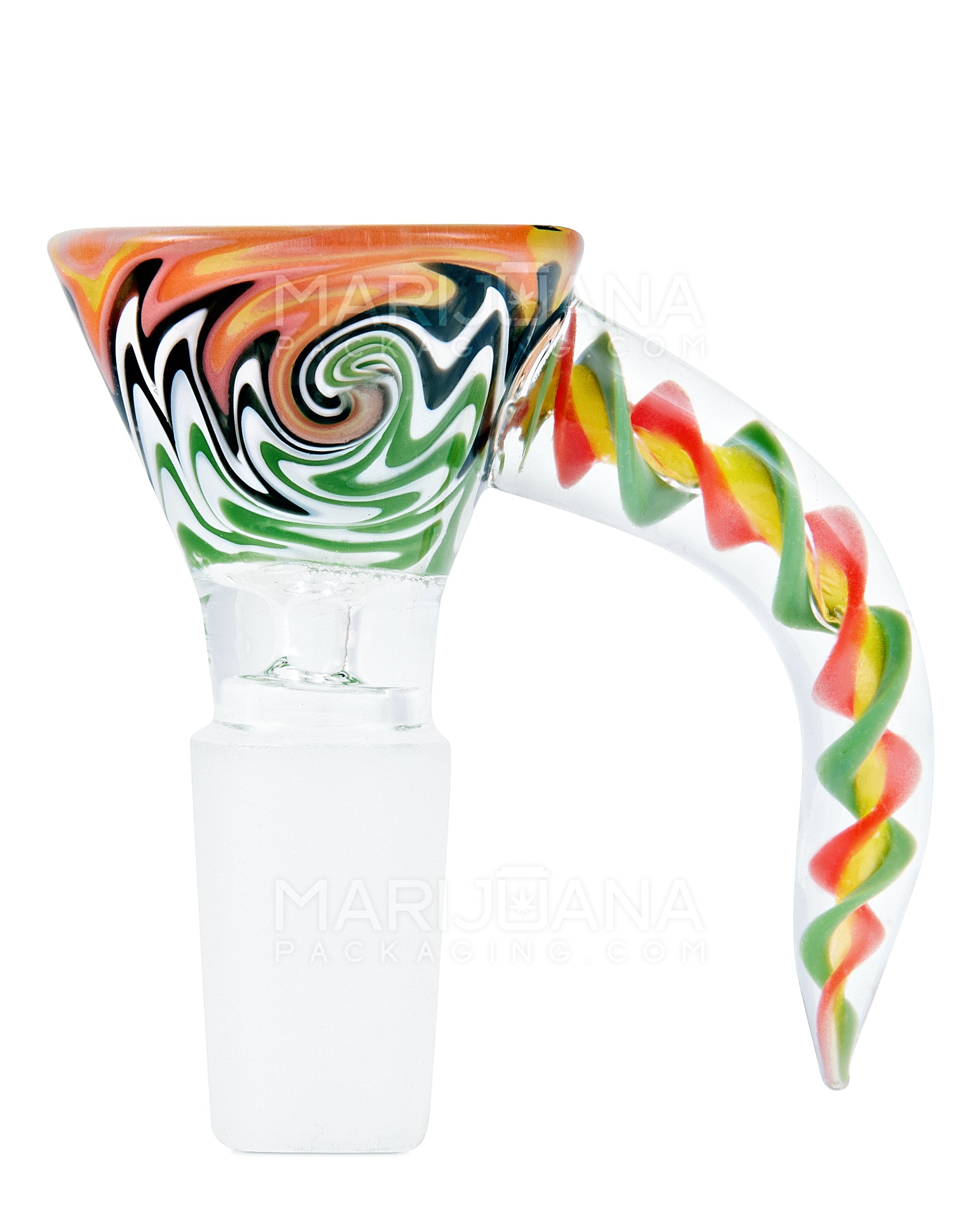 Wig Wag Bowl w/ Spiral Horn Handle | Glass - 14mm - Assorted - 1