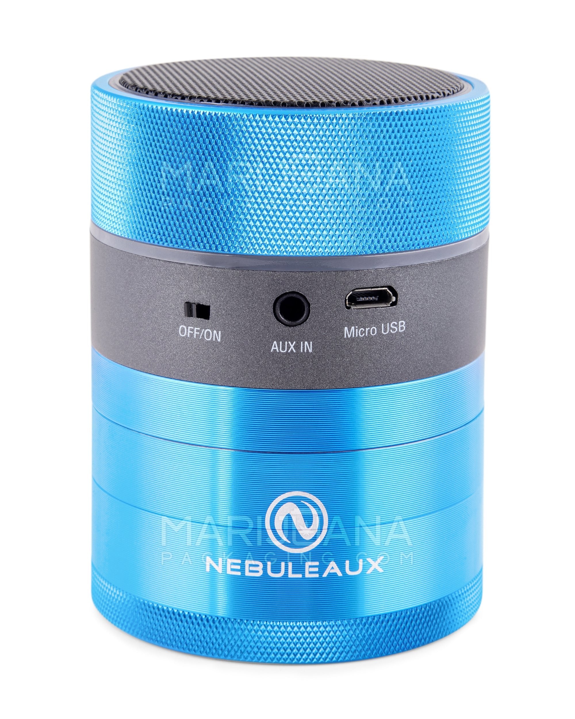 NEBULEAUX | LED Herb Grinder w/ Built-In Wireless Bluetooth Speakers | 4 Piece - 62mm - Blue - 1