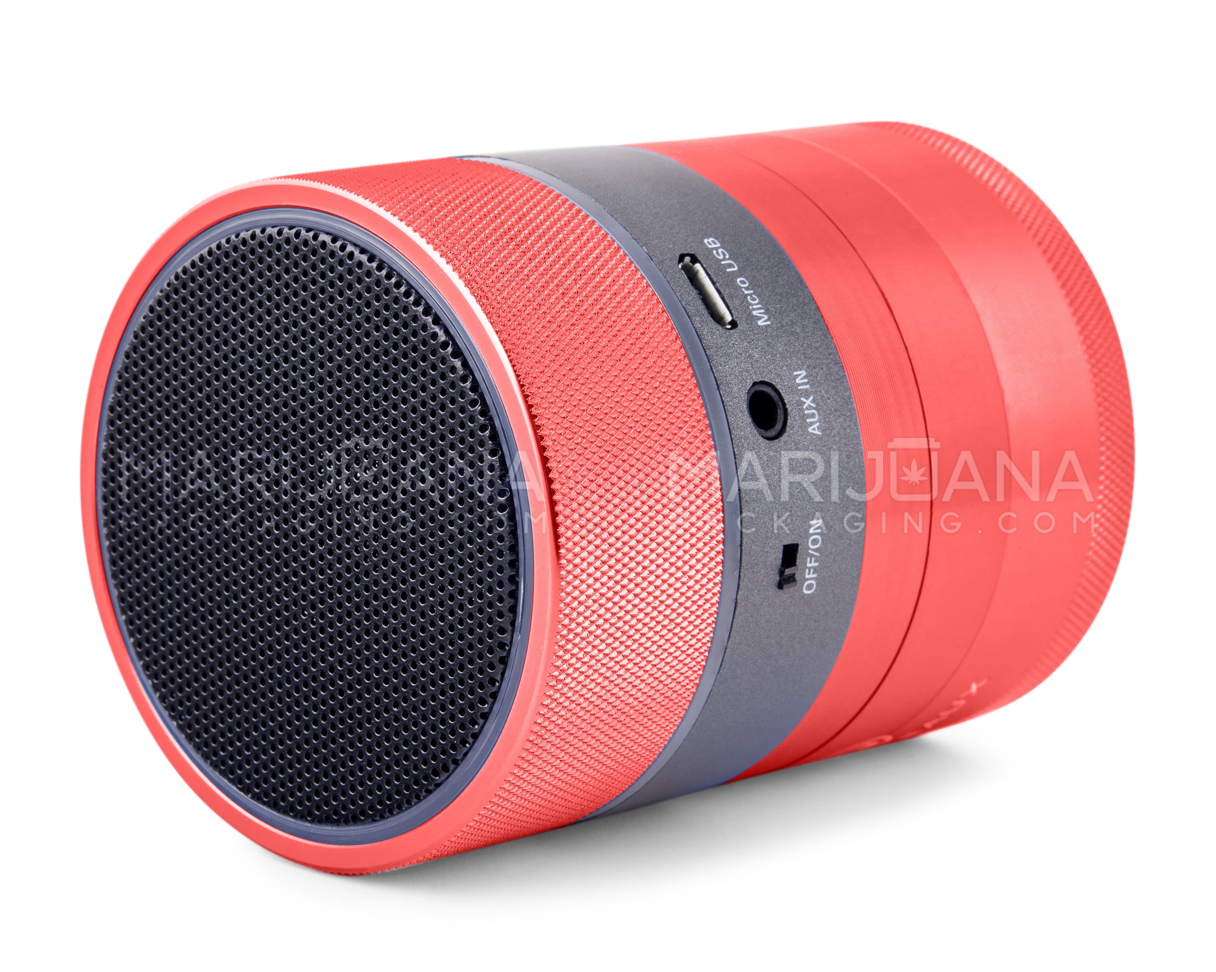 NEBULEAUX | LED Herb Grinder w/ Built-In Wireless Bluetooth Speakers | 4 Piece - 62mm - Red - 5
